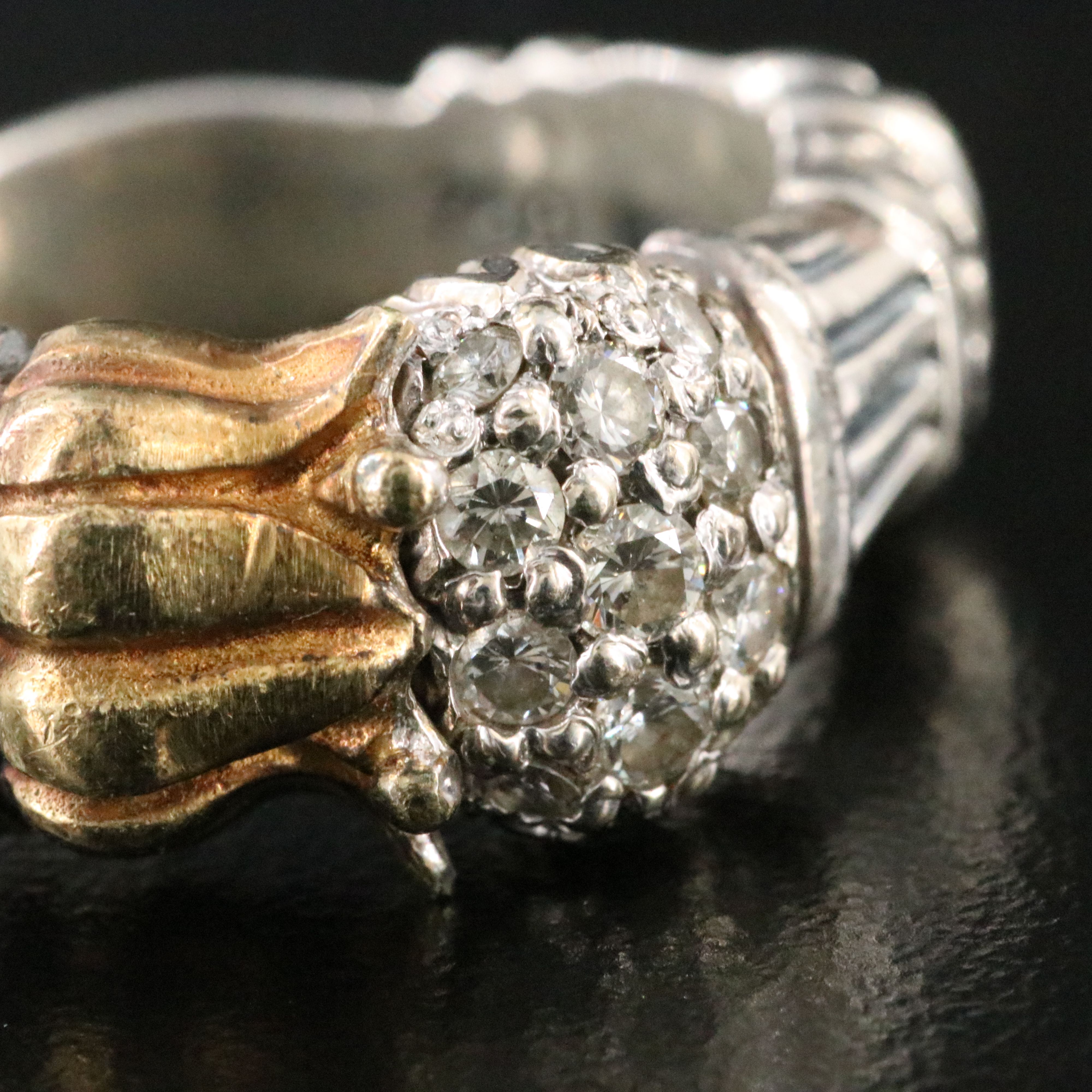 Caviar 18K Sterling Diamond Ring