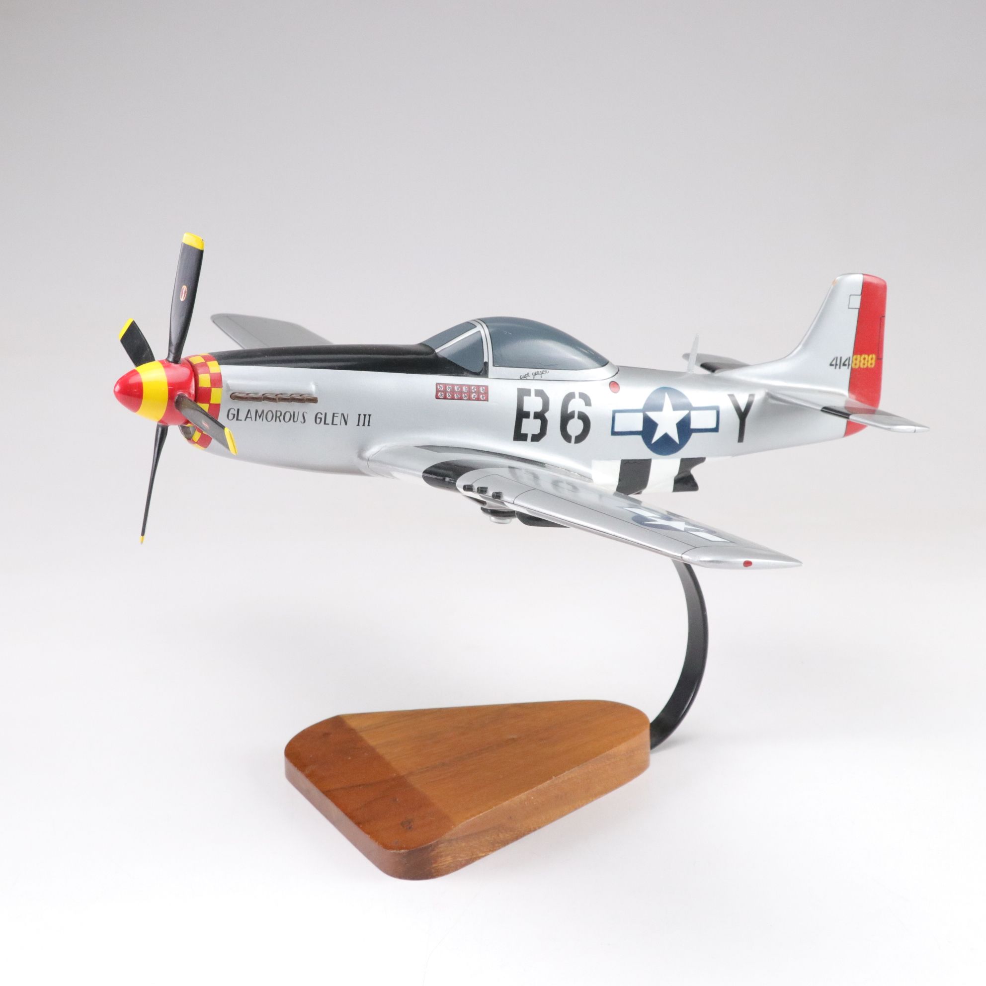 P-51 Mustang Glamorous Glen III & Bombardier Challenger 604 Wooden Plane Models