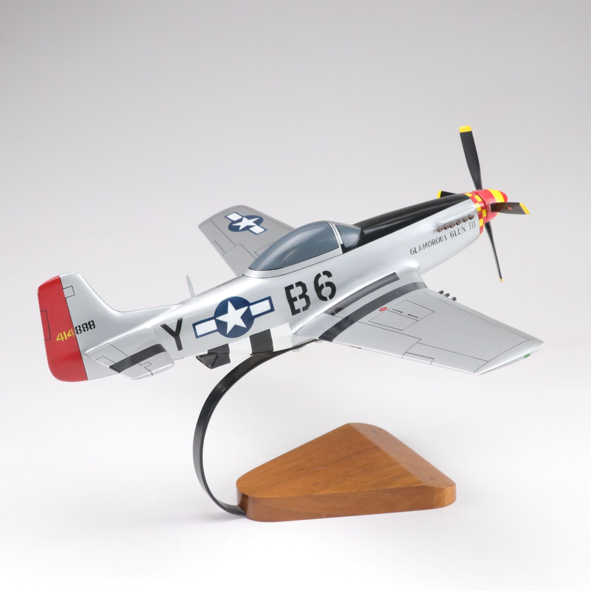P-51 Mustang Glamorous Glen III & Bombardier Challenger 604 Wooden Plane Models