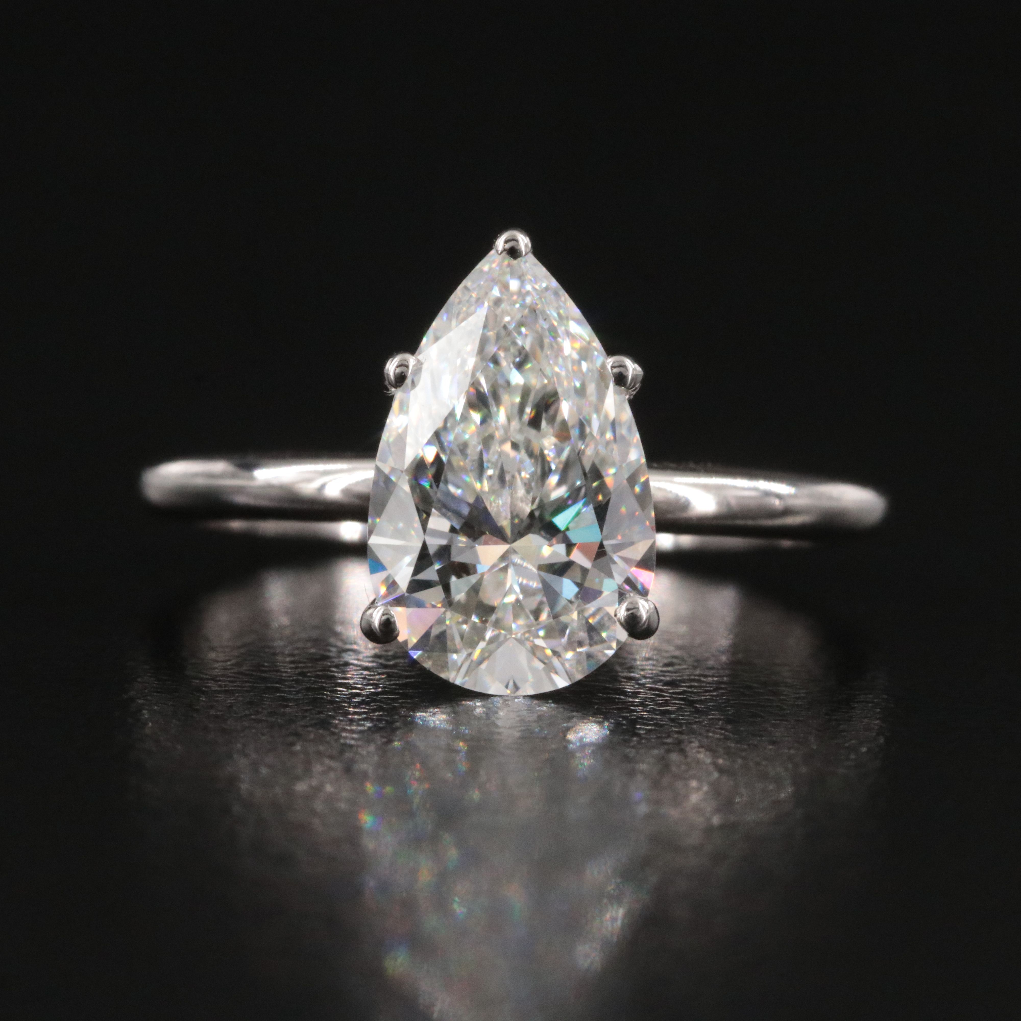 Platinum 2.13 CT Lab Grown Diamond Solitaire Ring