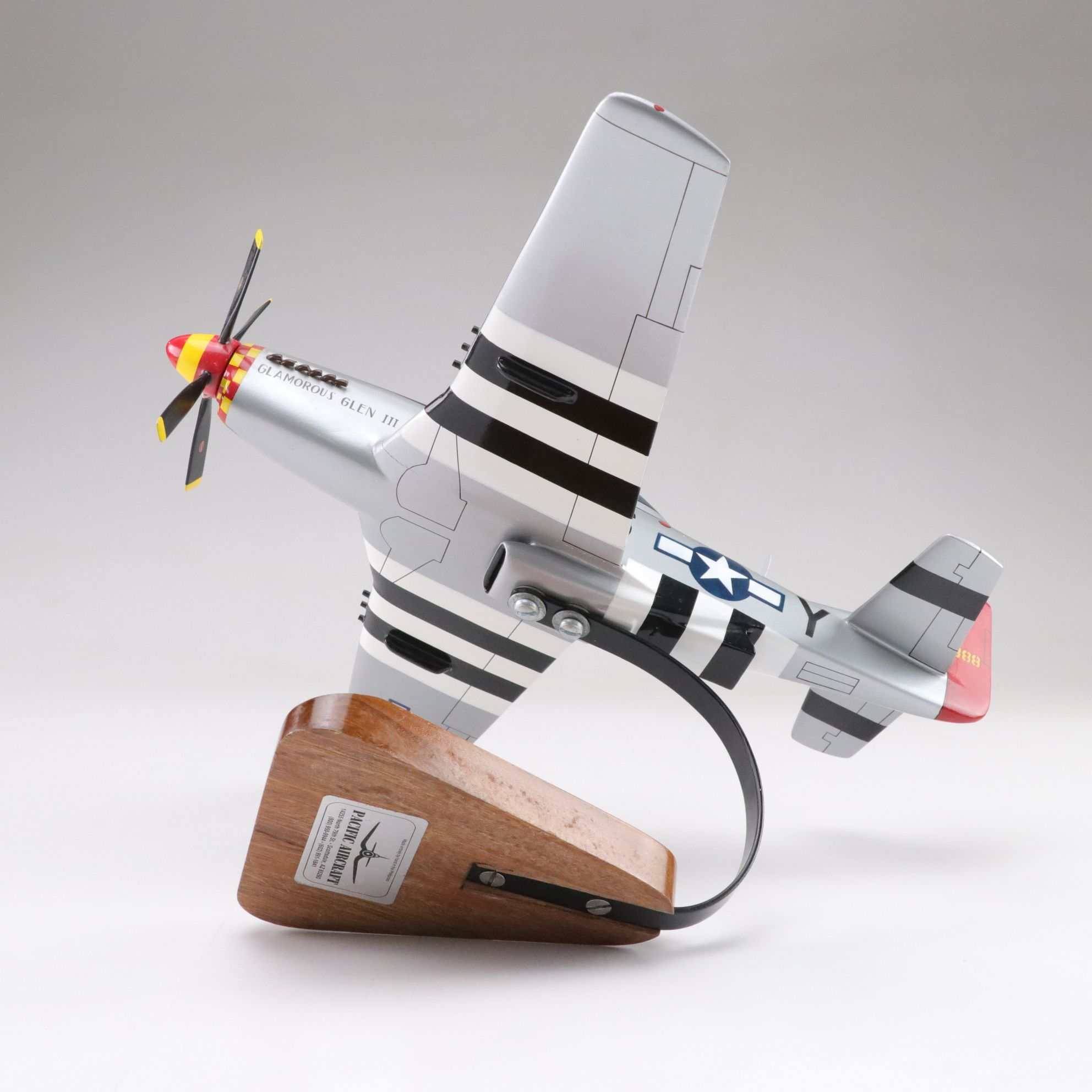 P-51 Mustang Glamorous Glen III & Bombardier Challenger 604 Wooden Plane Models