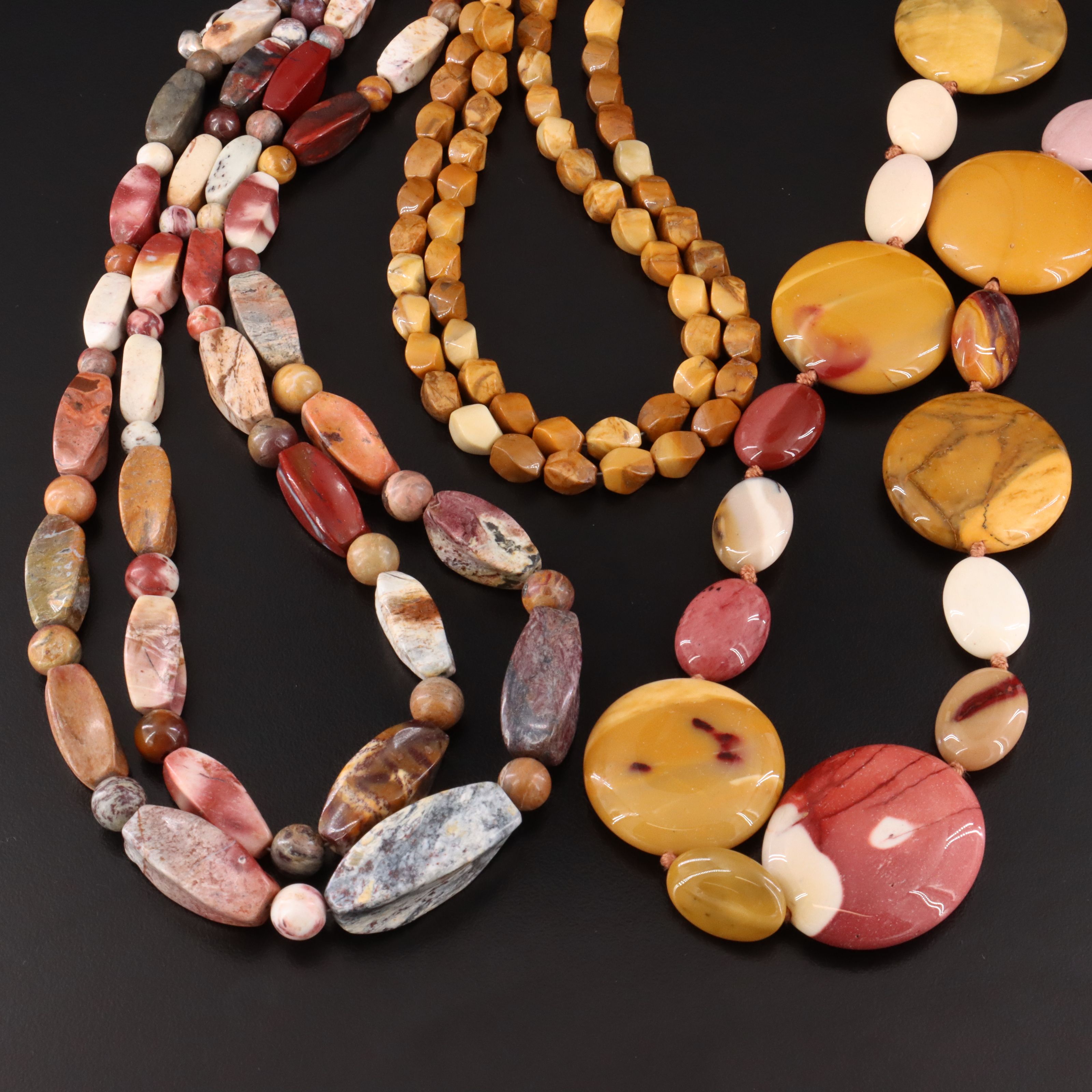 Necklace and Bracelet Assortment Featuring Tiger's Eye, Jasper, and Agate