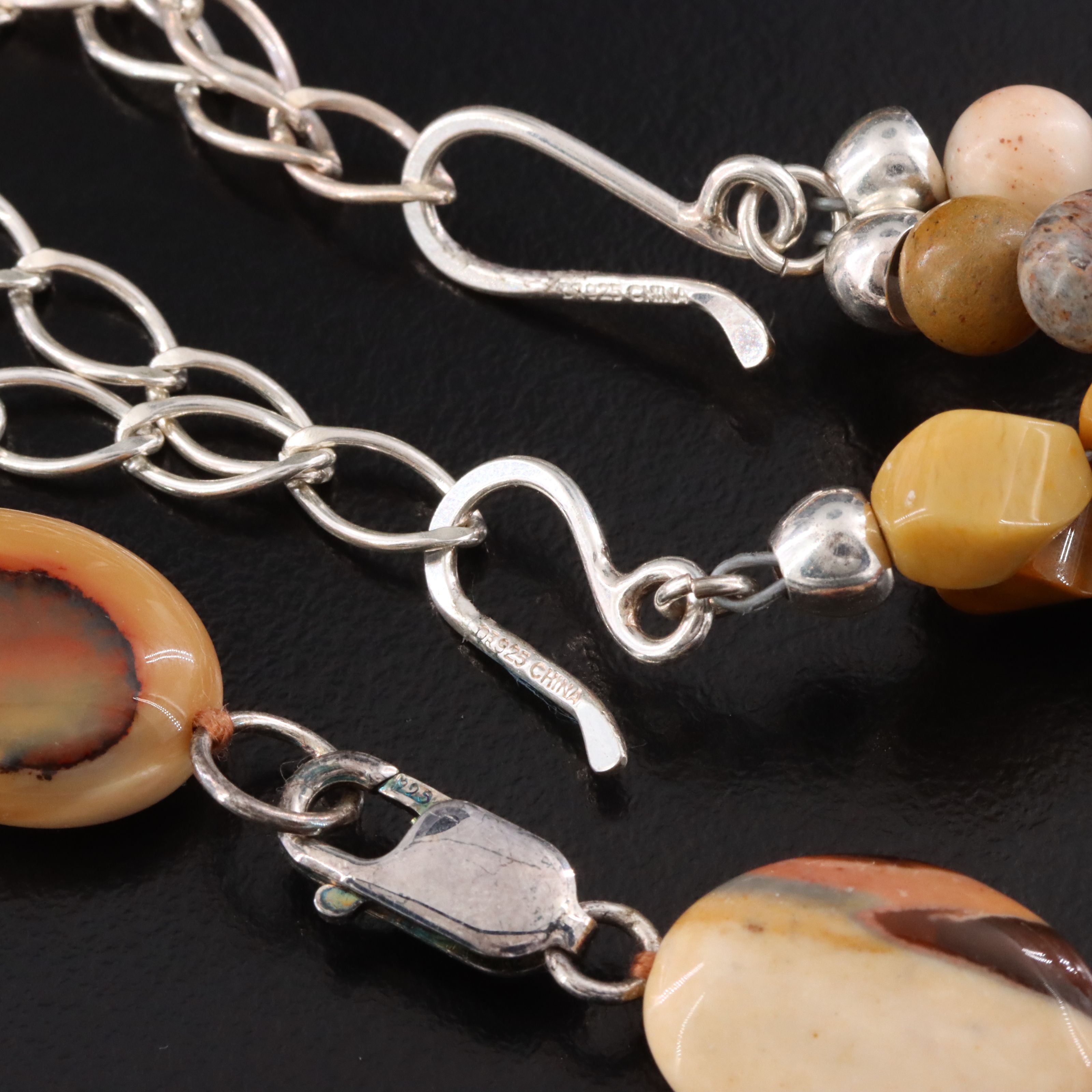 Necklace and Bracelet Assortment Featuring Tiger's Eye, Jasper, and Agate