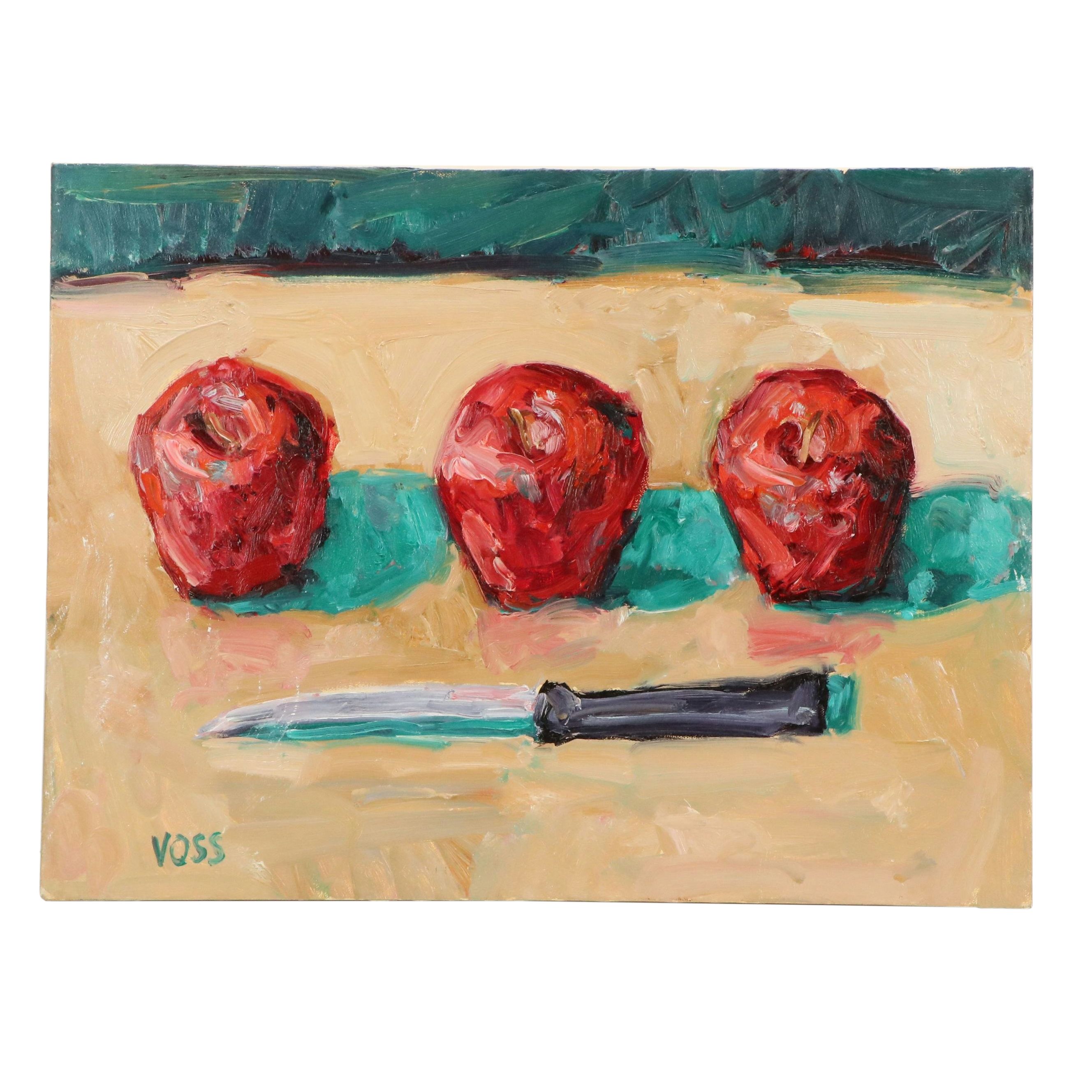 Ken Voss Still Life Acrylic Painting of Apples, 2007