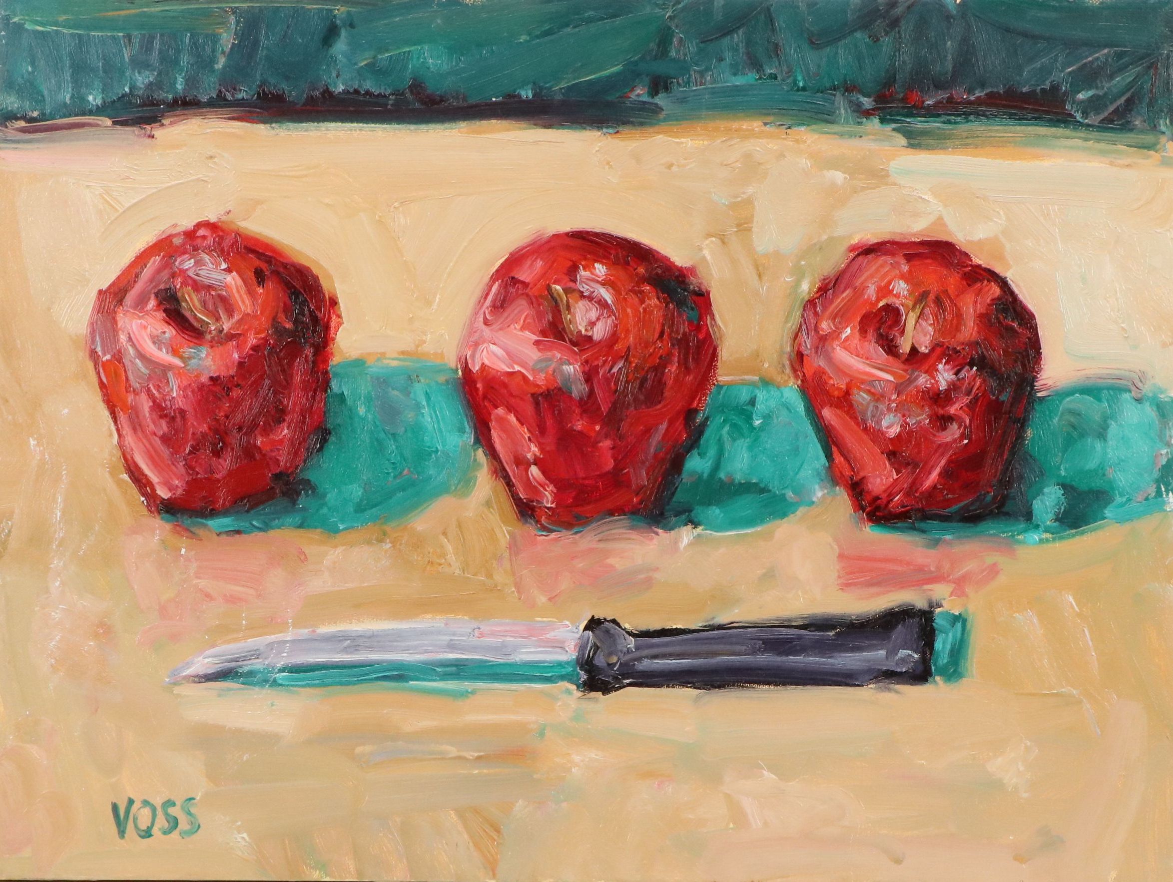 Ken Voss Still Life Acrylic Painting of Apples, 2007