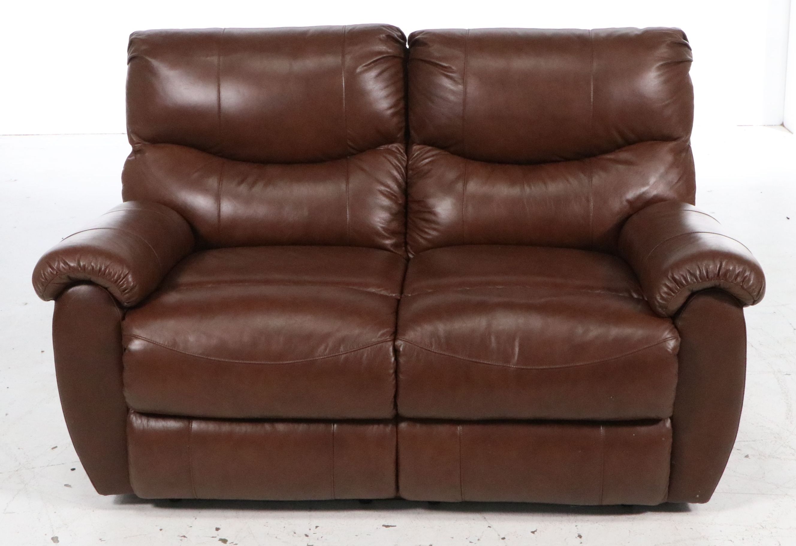 Contemporary Dual-Reclining Leather Loveseat, 21st Century