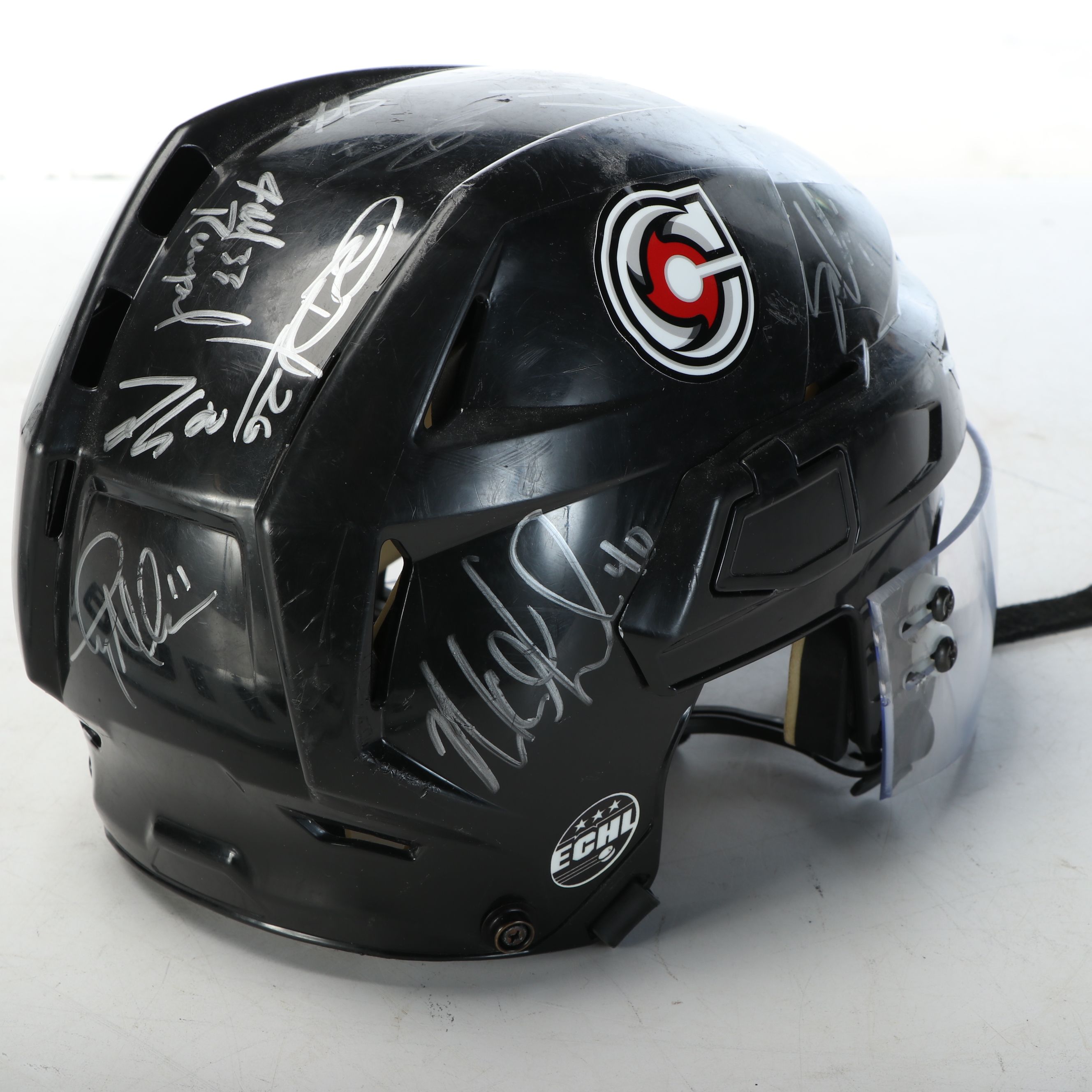 Team-Signed Cincinnati Cyclones Hockey Stick and Helmet, ECHL