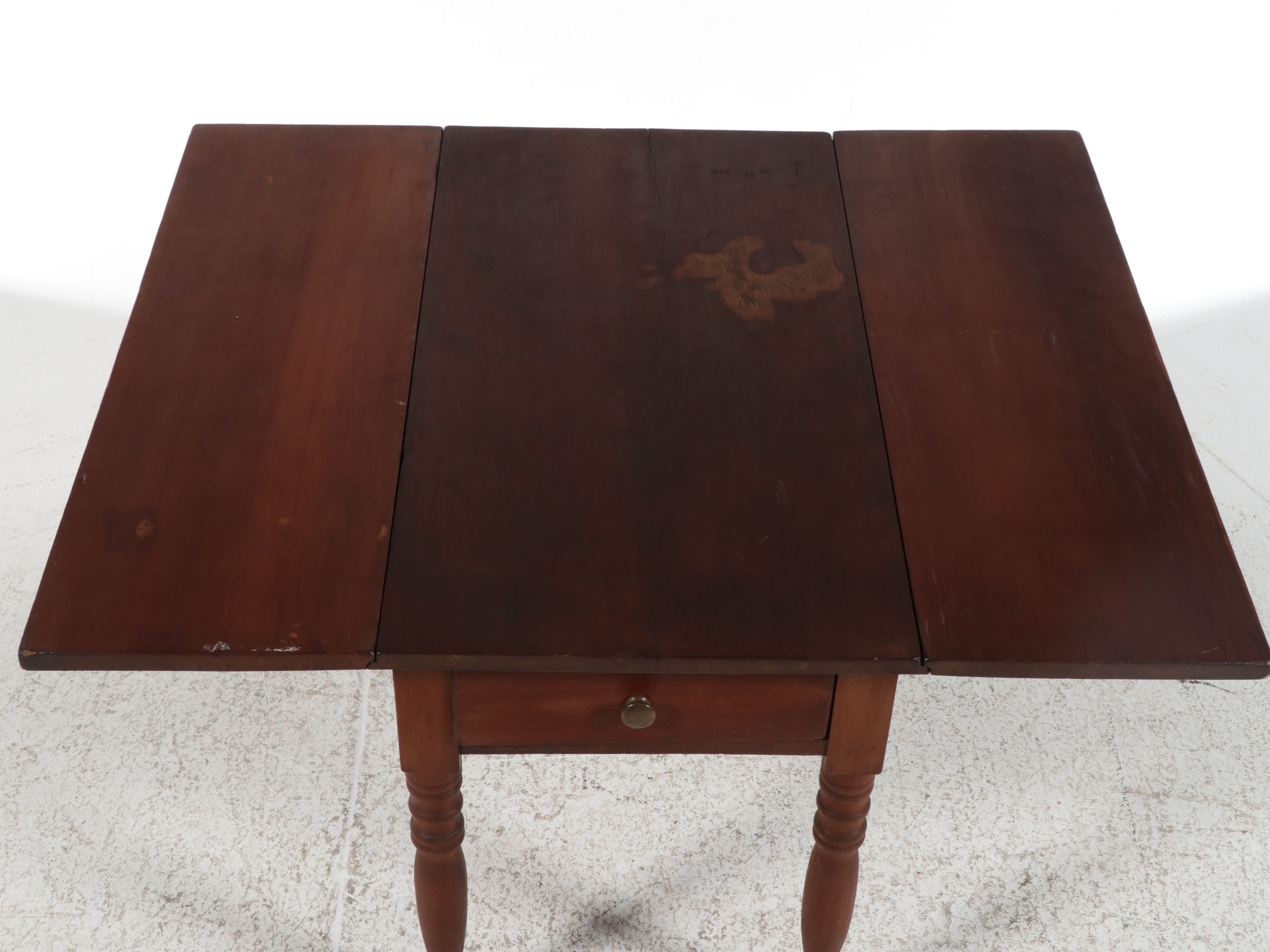 American Country Sheraton Cherry Drop-Leaf Work Table, 19th Century