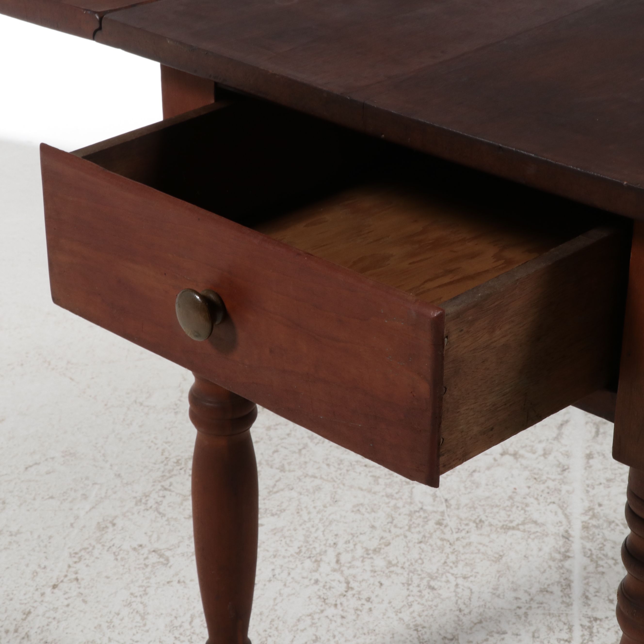American Country Sheraton Cherry Drop-Leaf Work Table, 19th Century