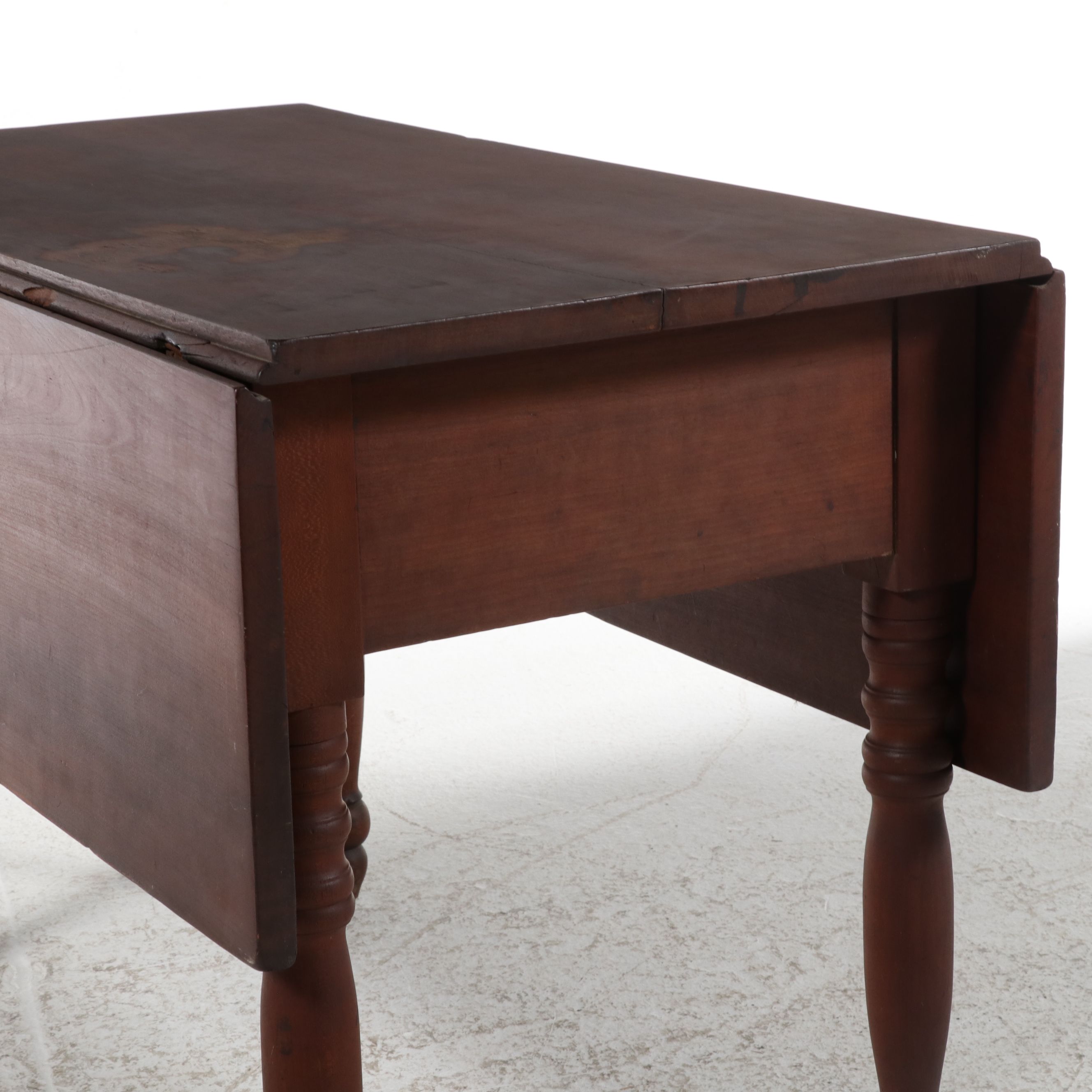 American Country Sheraton Cherry Drop-Leaf Work Table, 19th Century