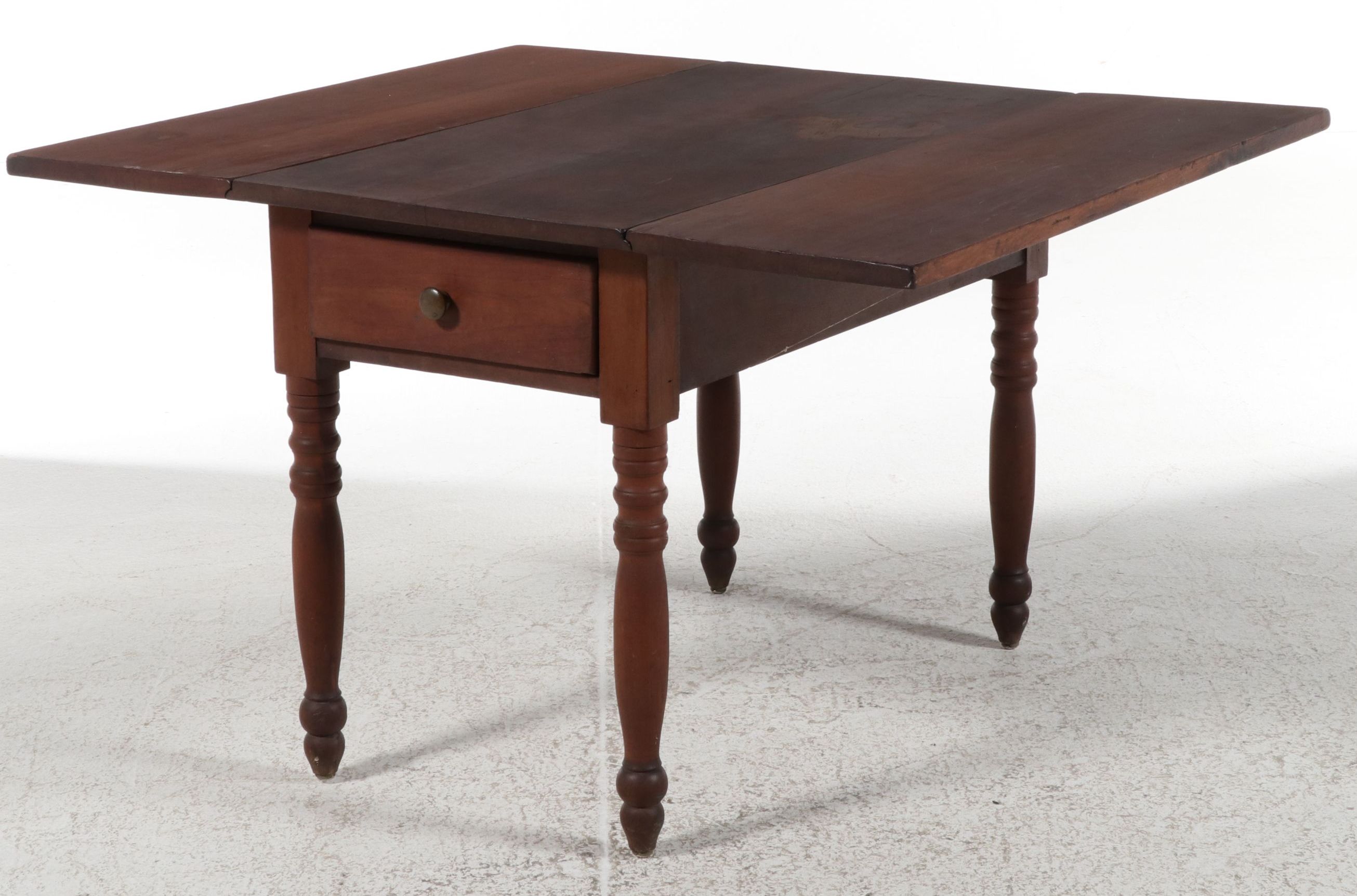 American Country Sheraton Cherry Drop-Leaf Work Table, 19th Century
