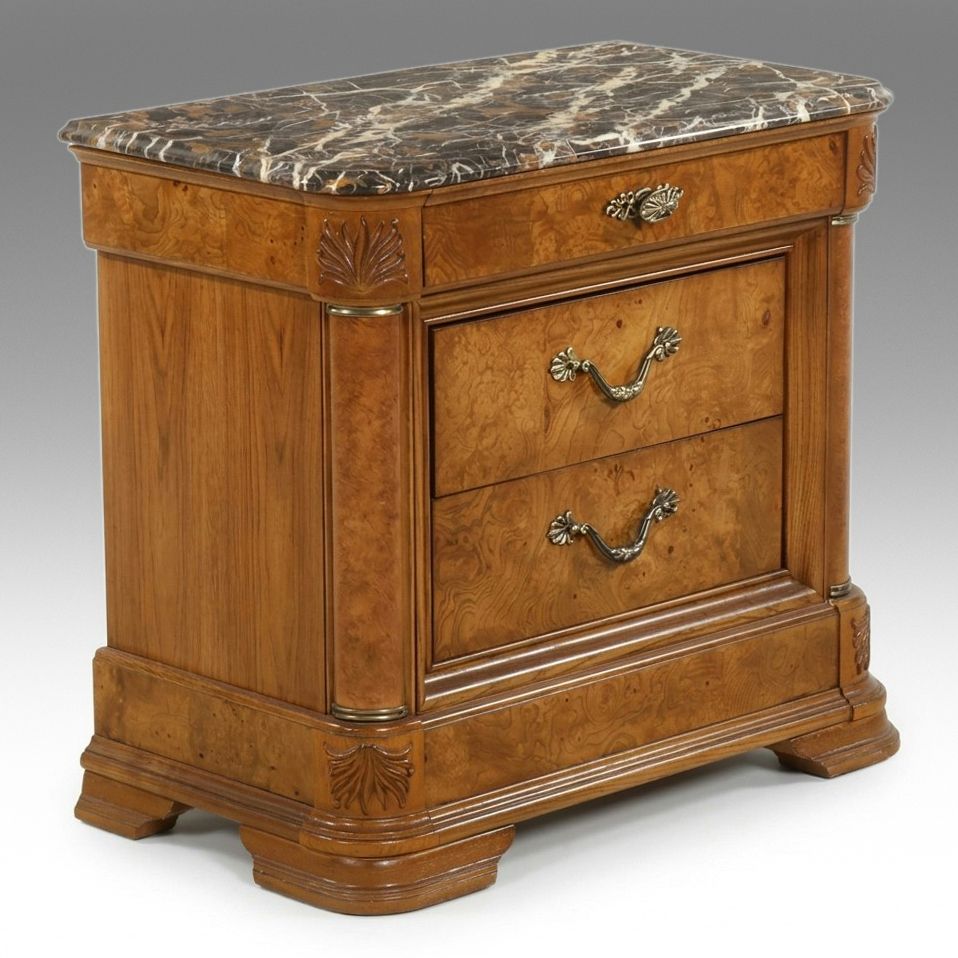 American Drew Marble Top Nightstand, 2001