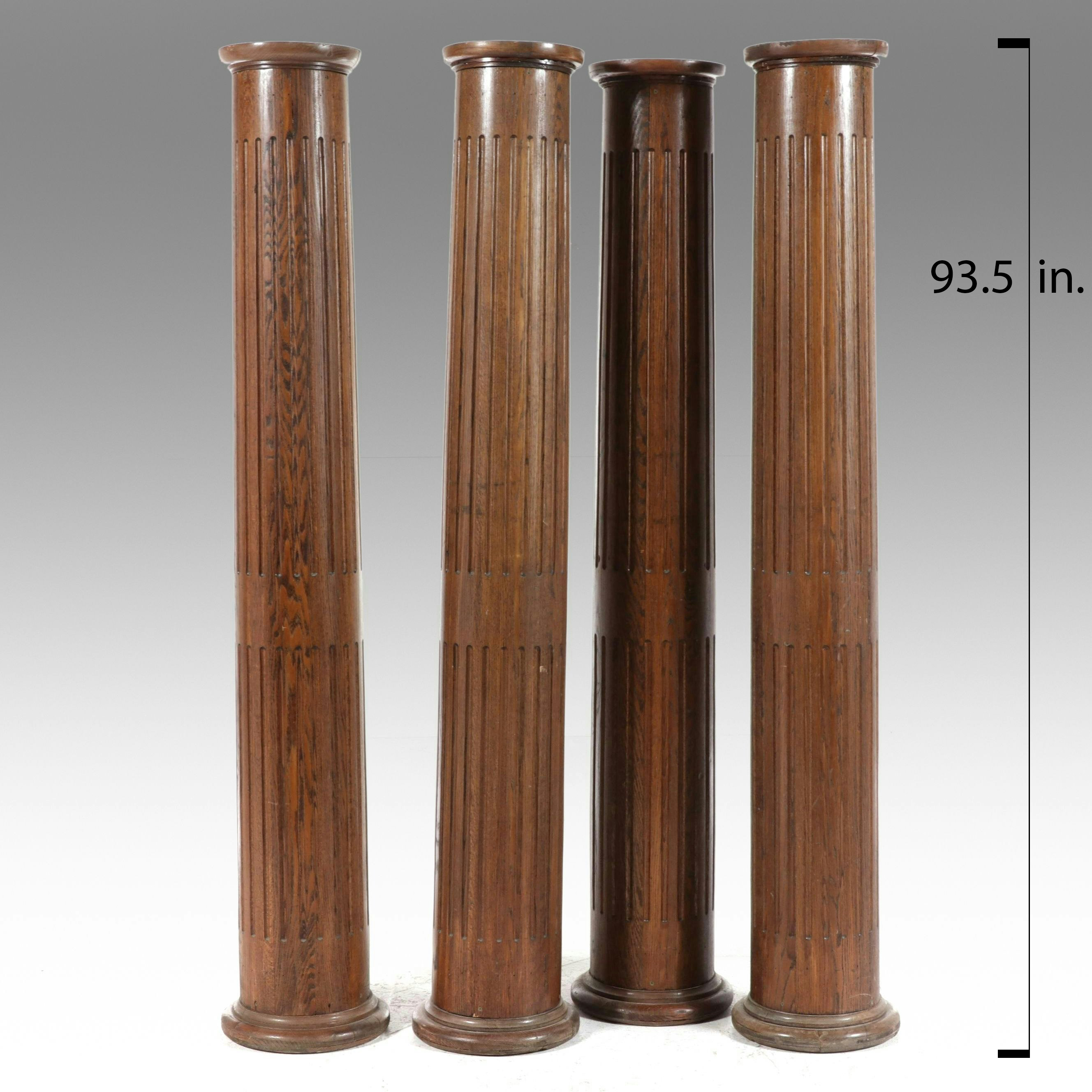 Set of Four Architectural Carved Oak Columns