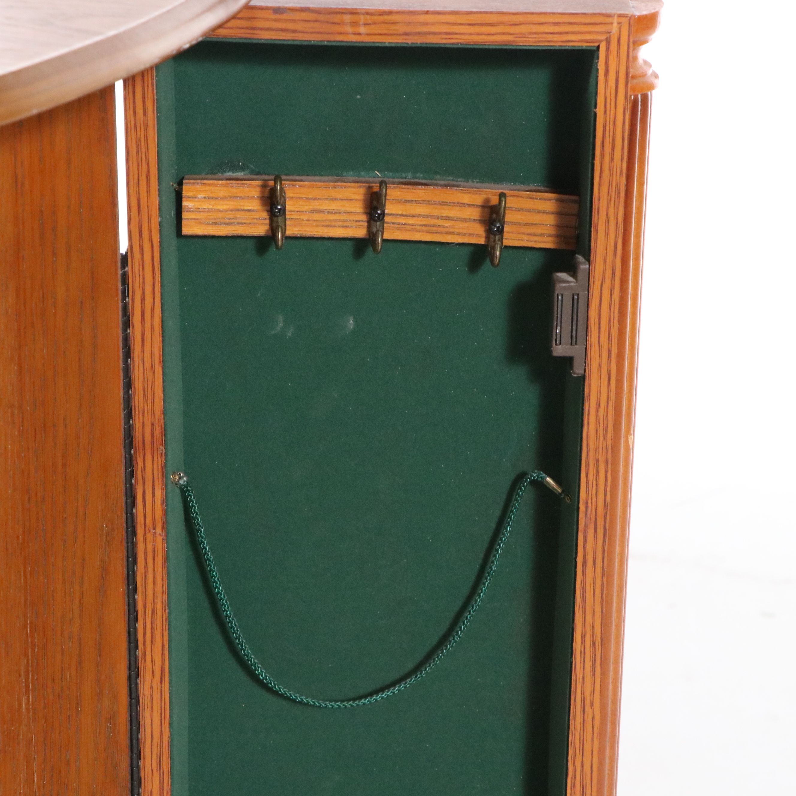 Queen Anne Style Oak Veneer Standing Jewelry Armoire, Late 20th Century