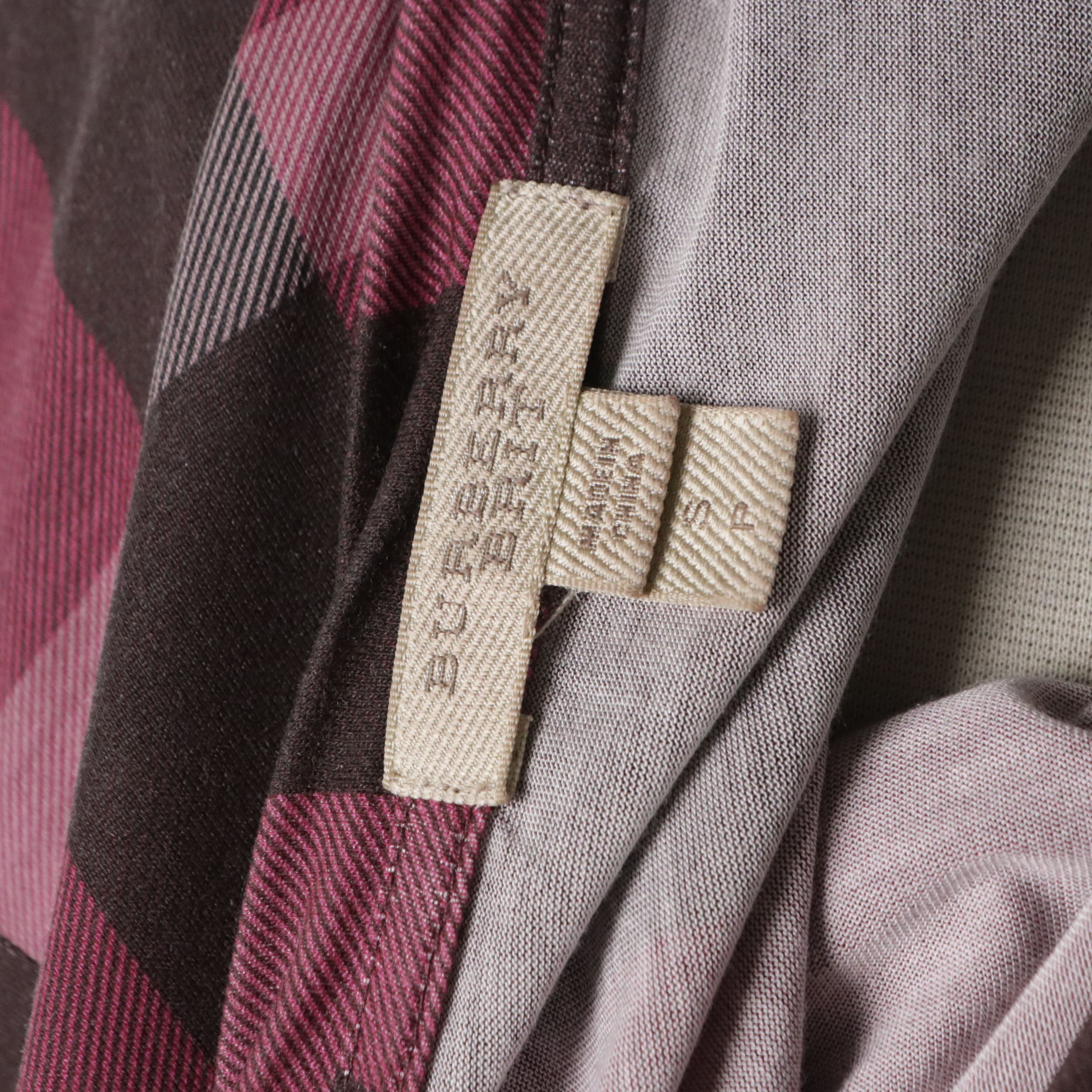 Burberry Brit Classic Check Button-Up Tunic Shirt and Deep Claret Top with Tags