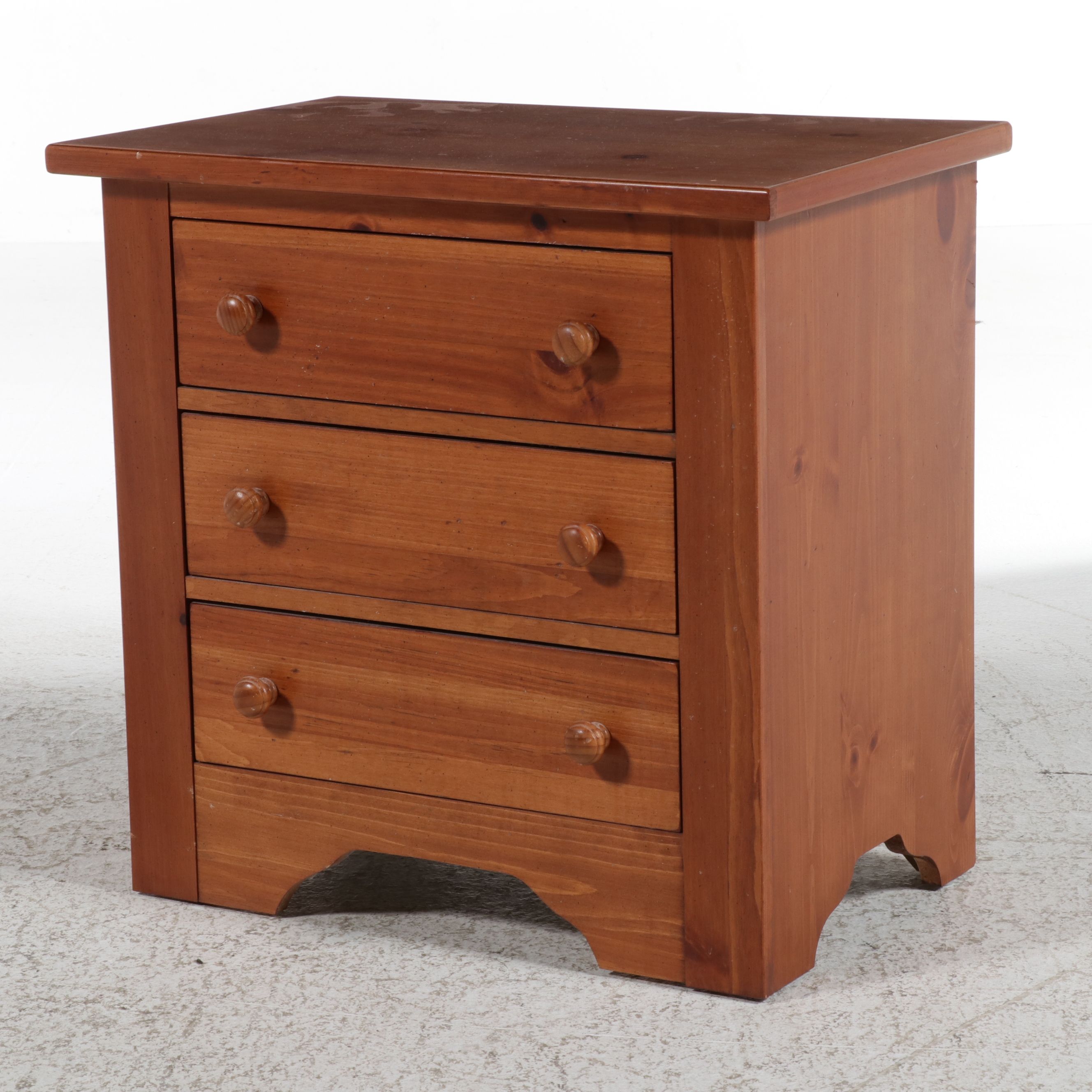 Broyhill Pine Three-Drawer Nightstand, 1992