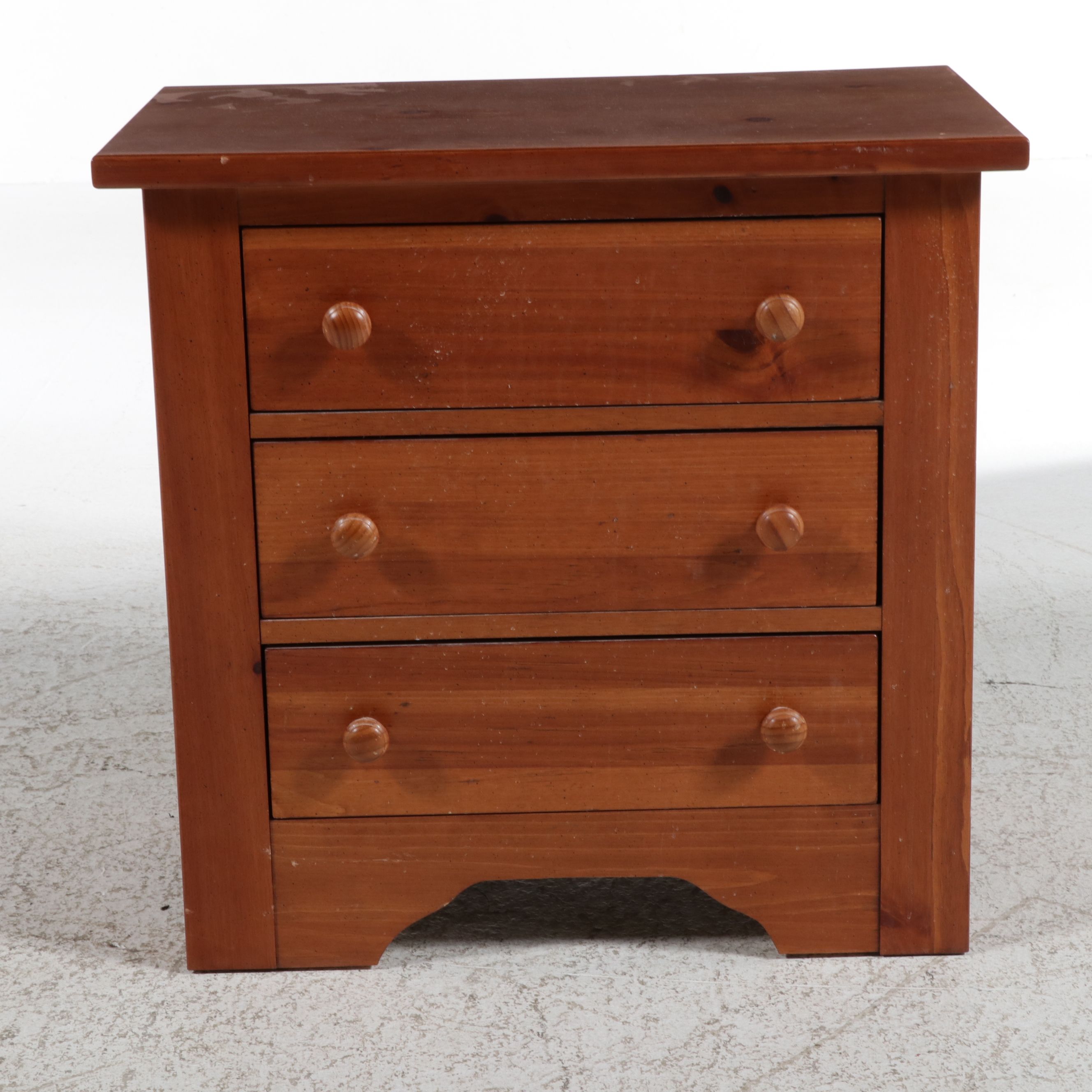 Broyhill Pine Three-Drawer Nightstand, 1992