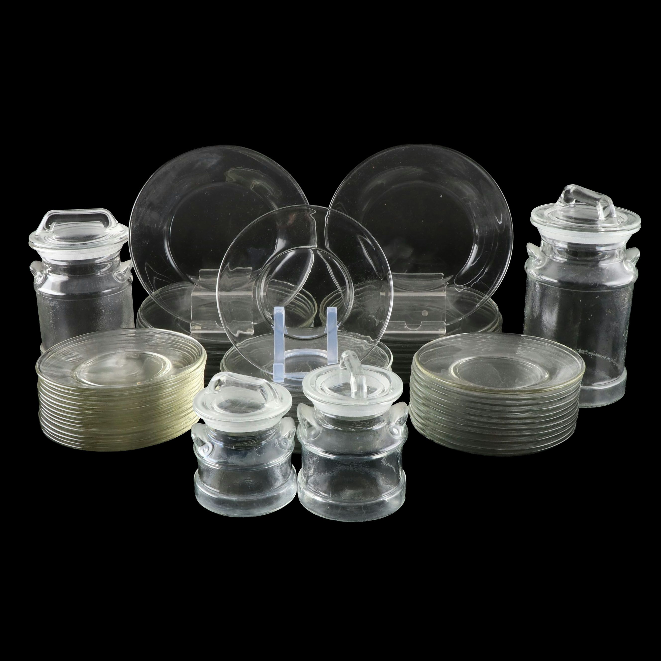 Glass Salad Plates, Dinner Plates, and Food Storage Jars