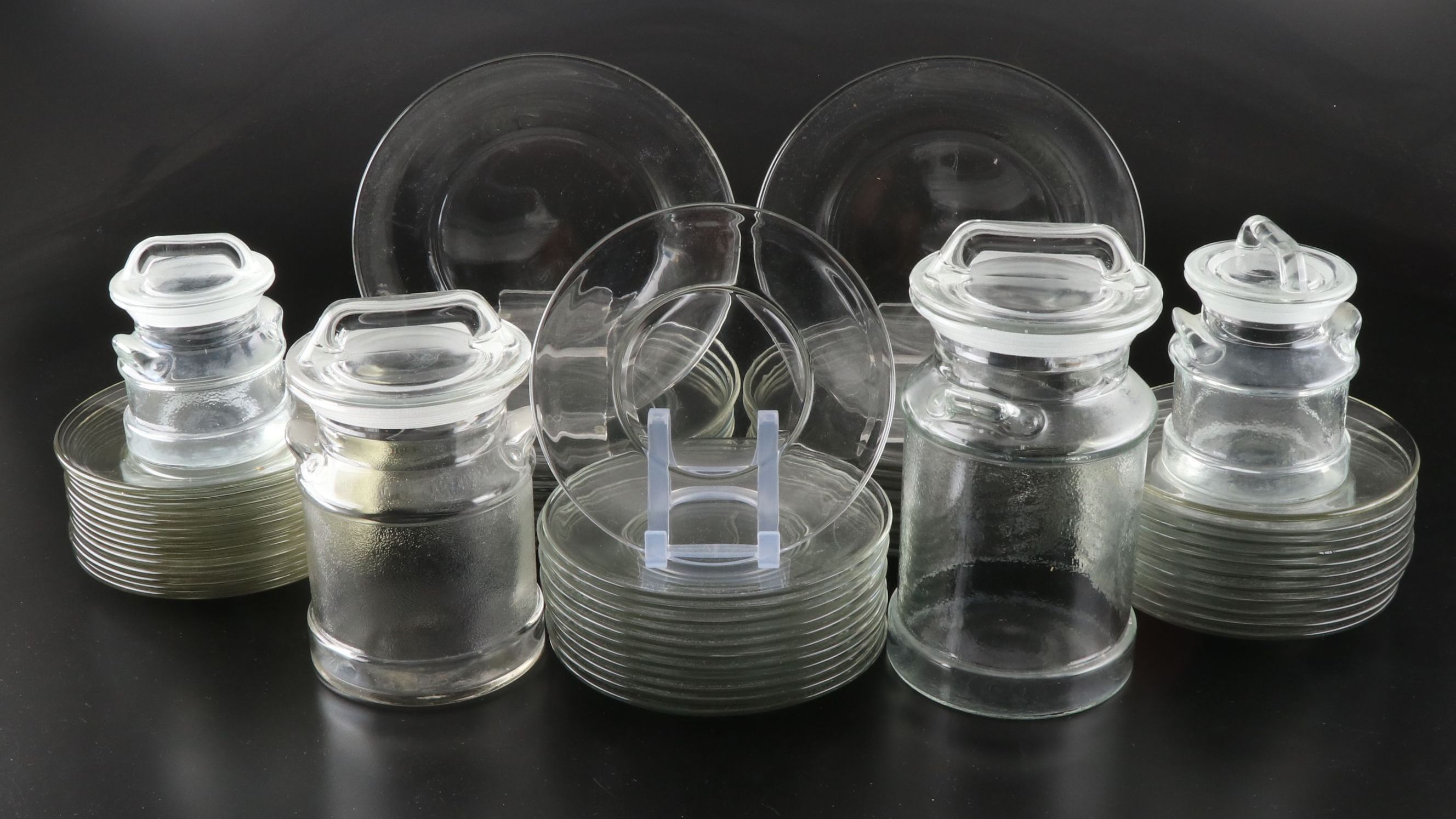 Glass Salad Plates, Dinner Plates, and Food Storage Jars