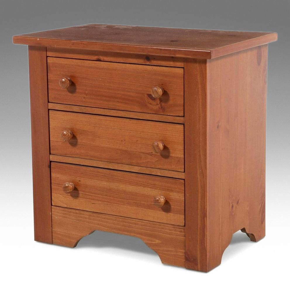 Broyhill Pine Three-Drawer Nightstand, 1992