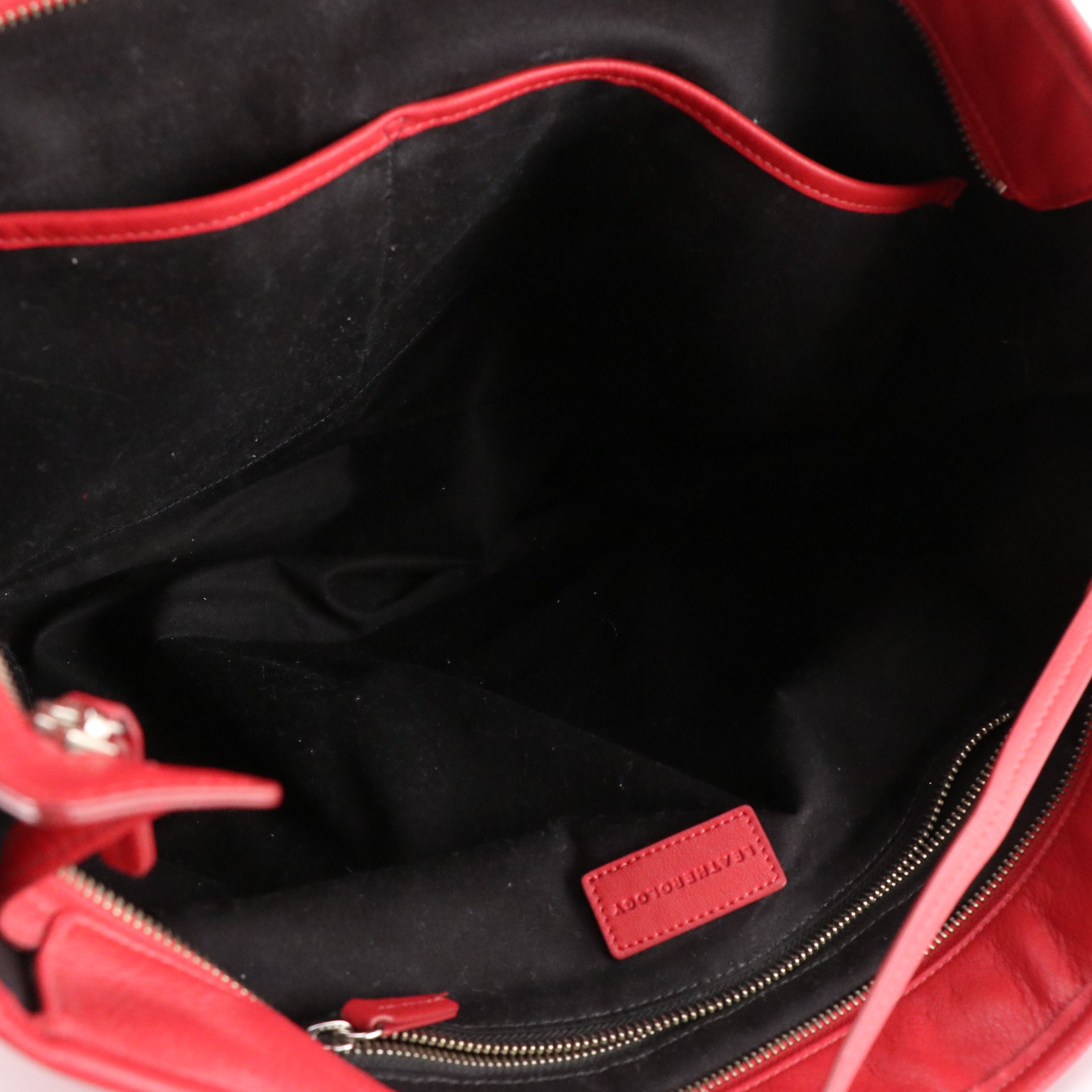 Lodis and Leatherology Red Leather Zippered Tote Bags with Levenger Zip Pouches