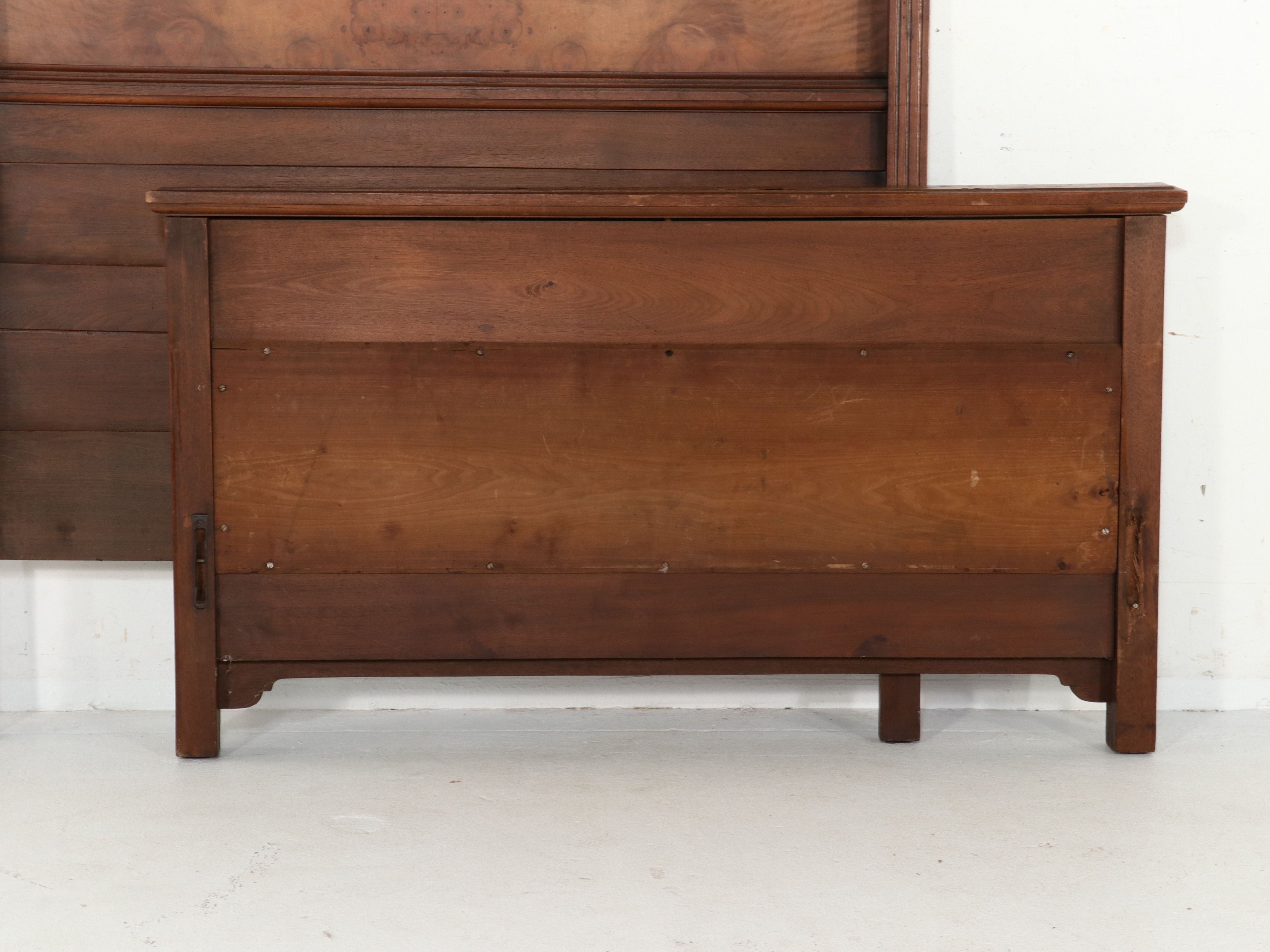 Victorian Eastlake Movement Walnut and Burl Walnut Bedstead, Late 19th Century