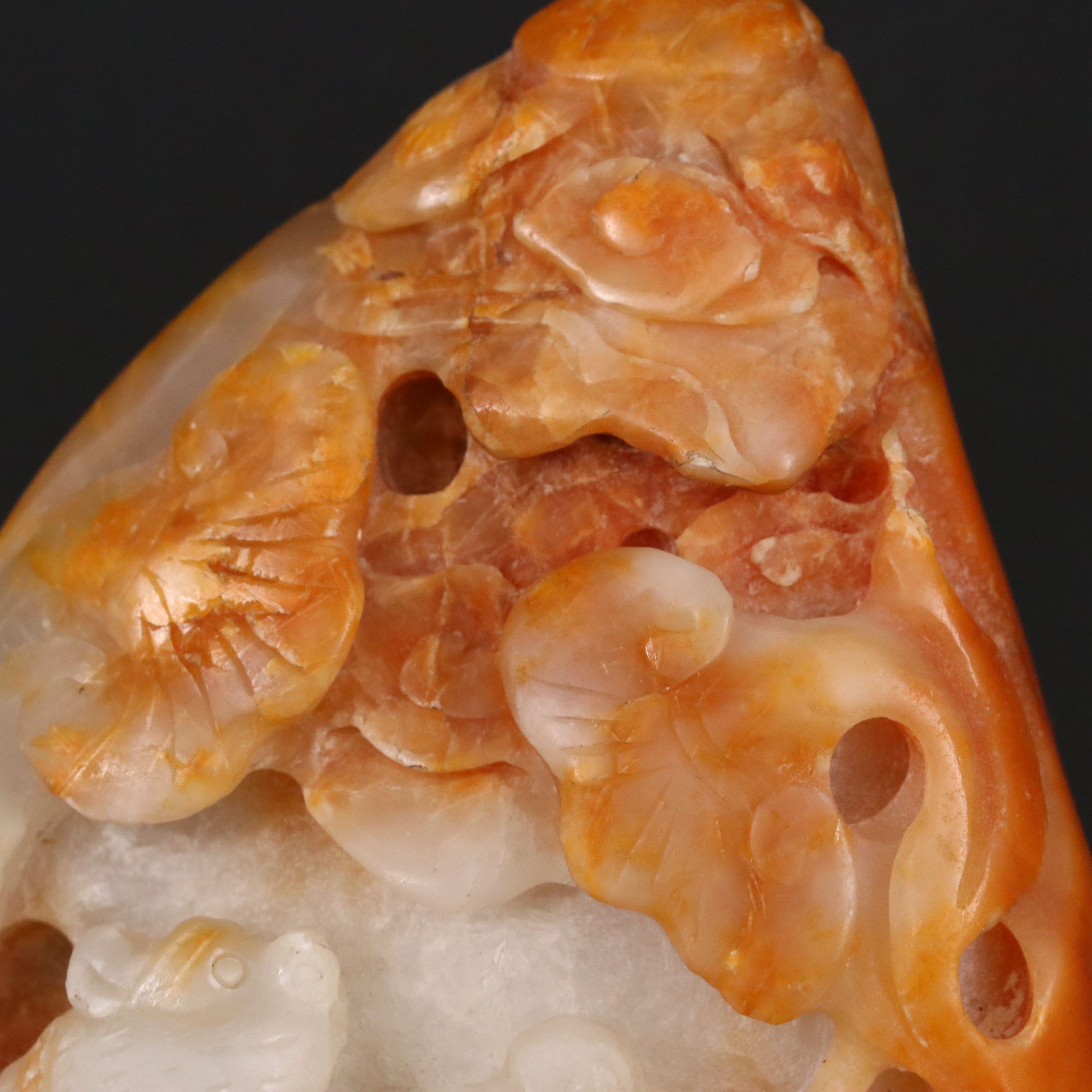 Chinese Carved Jadeite Tableau with Scene of Quilin and Monkey