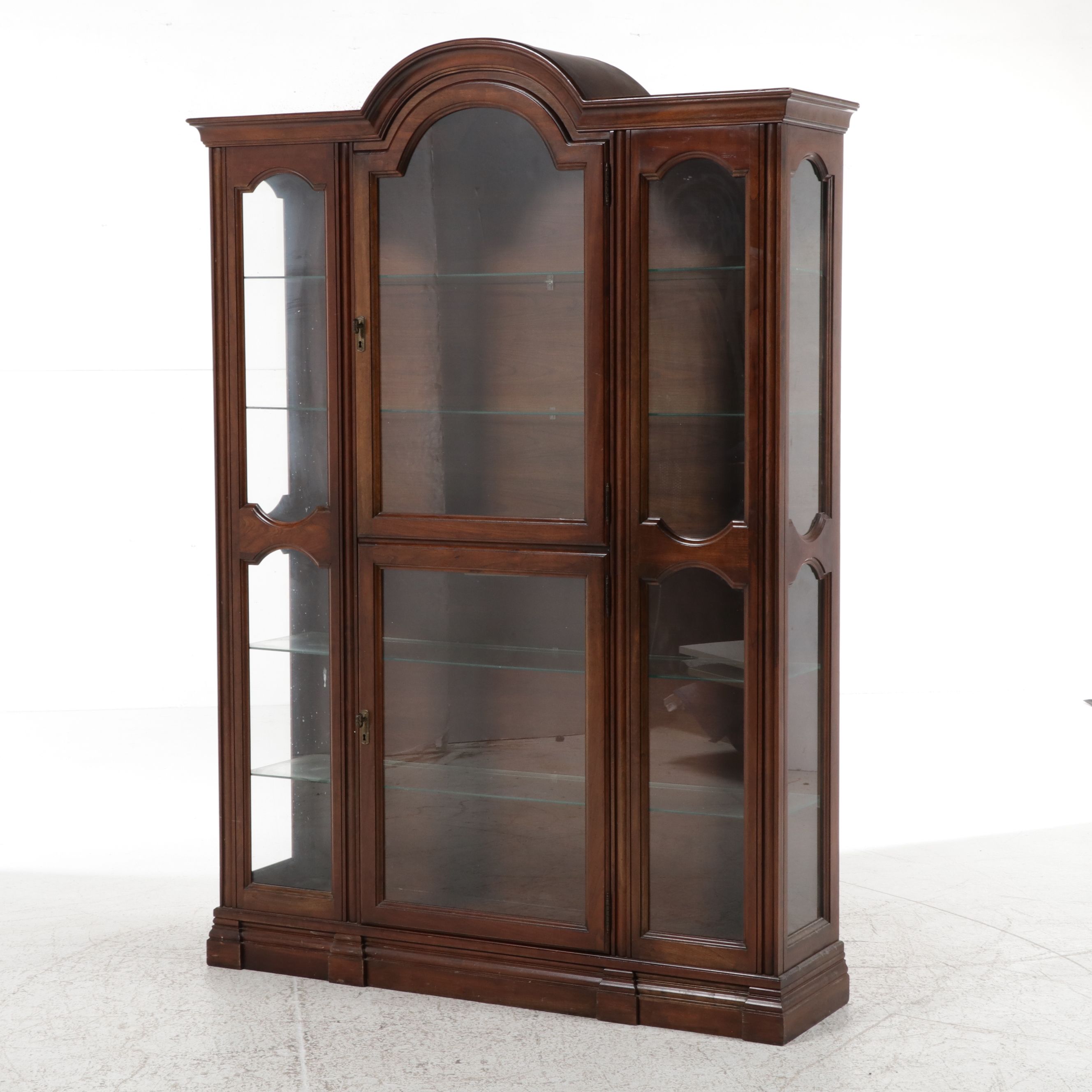 Neoclassical Style Arched Top Lighted Curio Cabinet, Late 20th Century