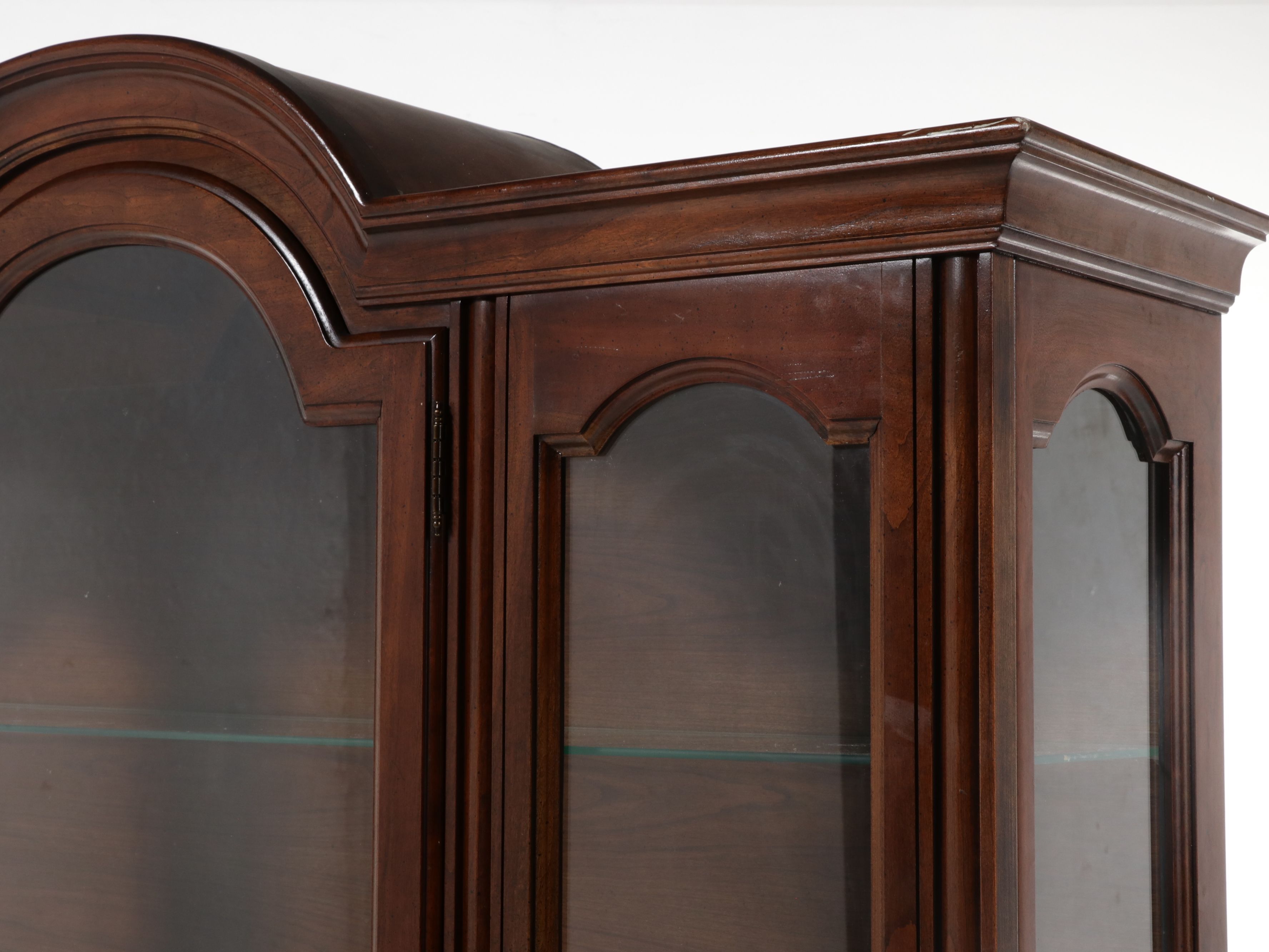 Neoclassical Style Arched Top Lighted Curio Cabinet, Late 20th Century