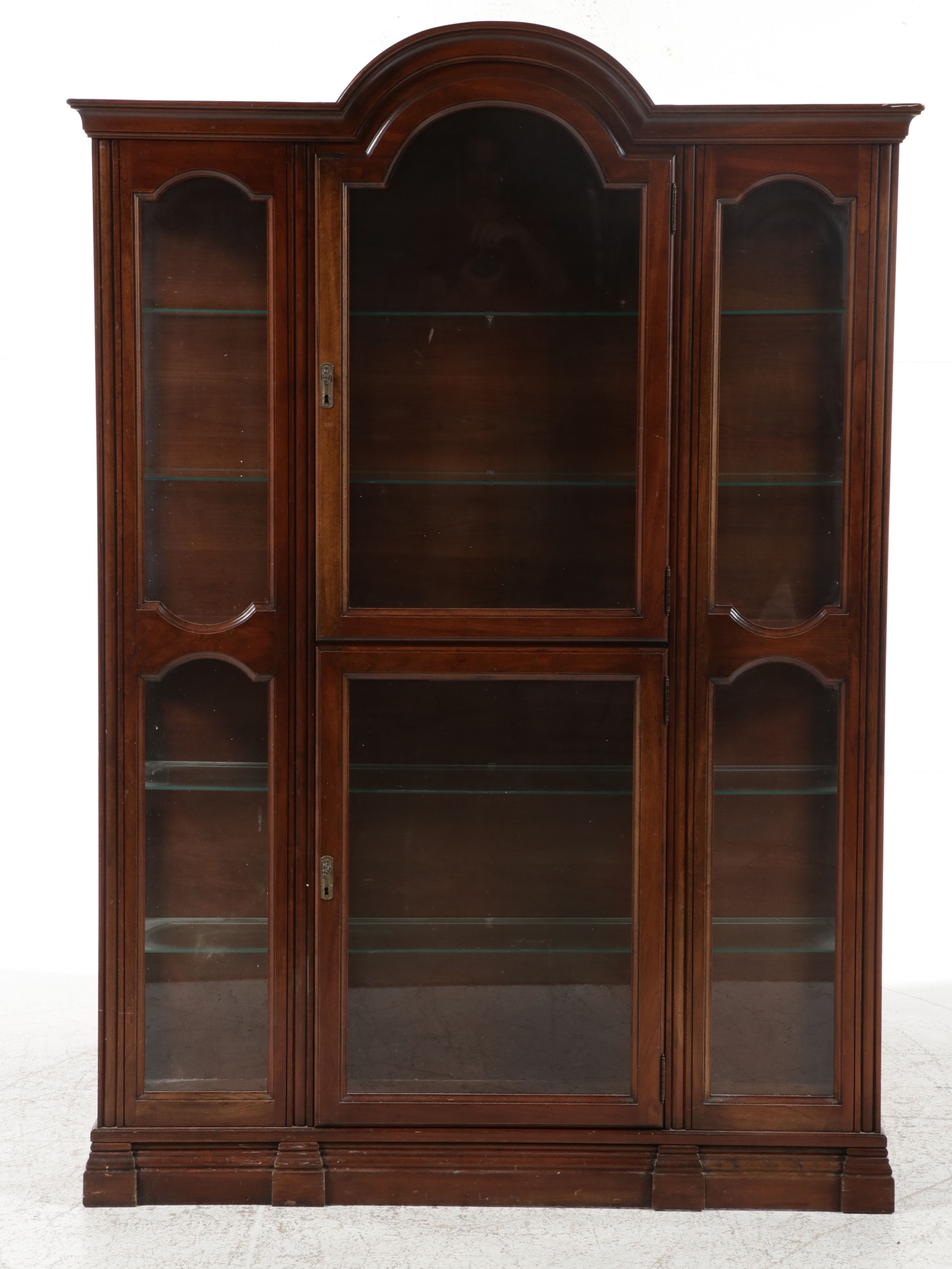 Neoclassical Style Arched Top Lighted Curio Cabinet, Late 20th Century