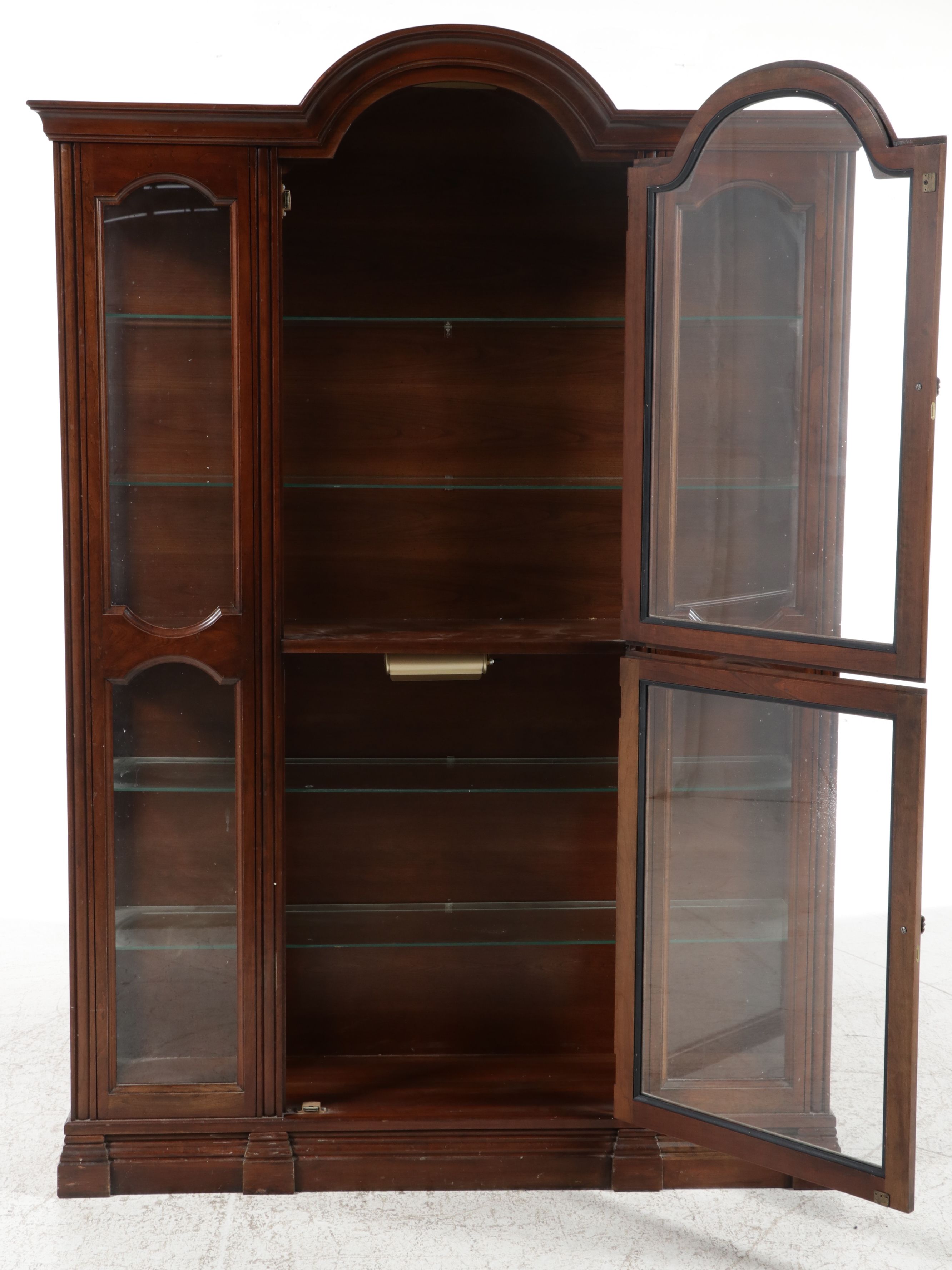 Neoclassical Style Arched Top Lighted Curio Cabinet, Late 20th Century