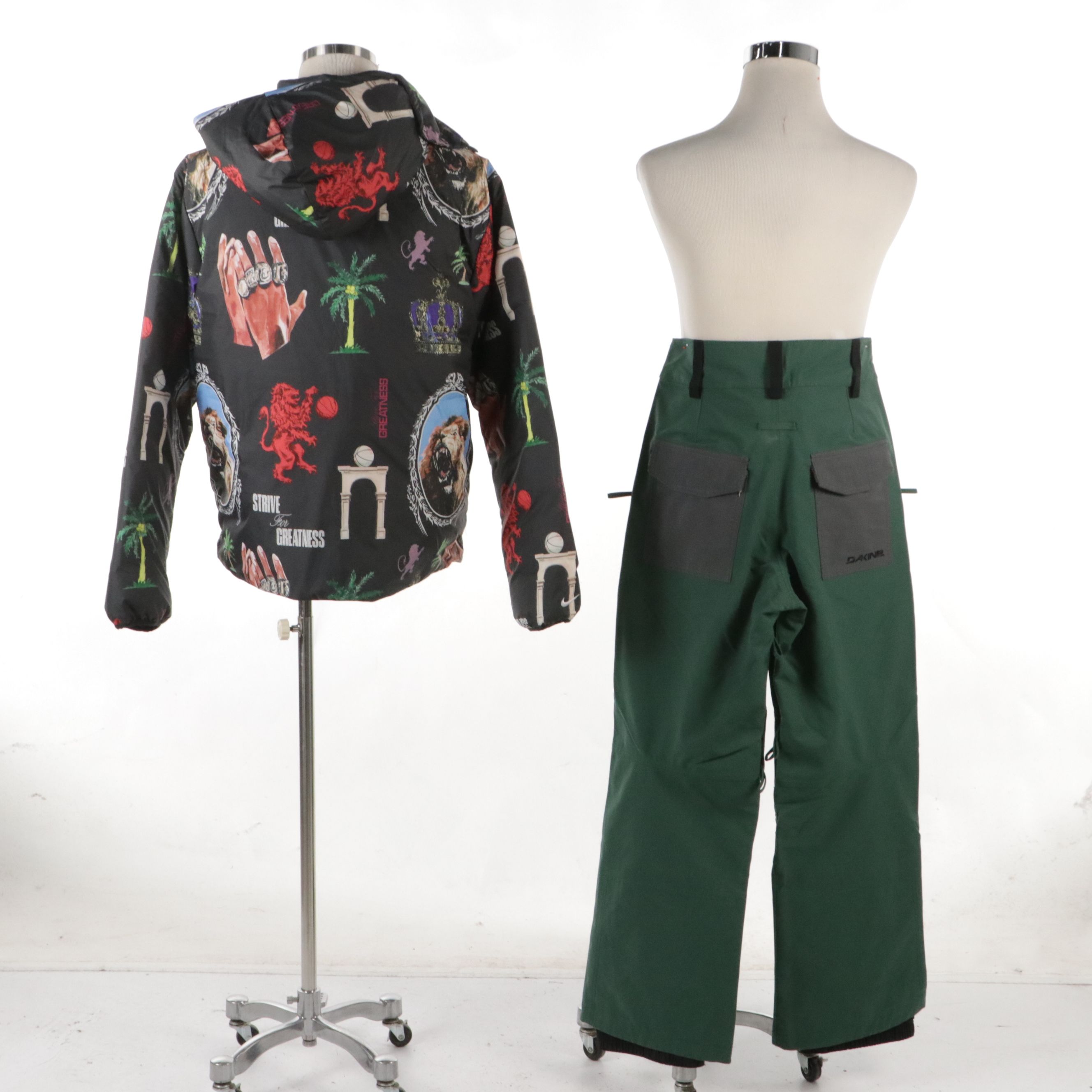 Men's Nike "Strive For Greatness" Therma-Fit Puffer Jacket and Dakine Ski Pants