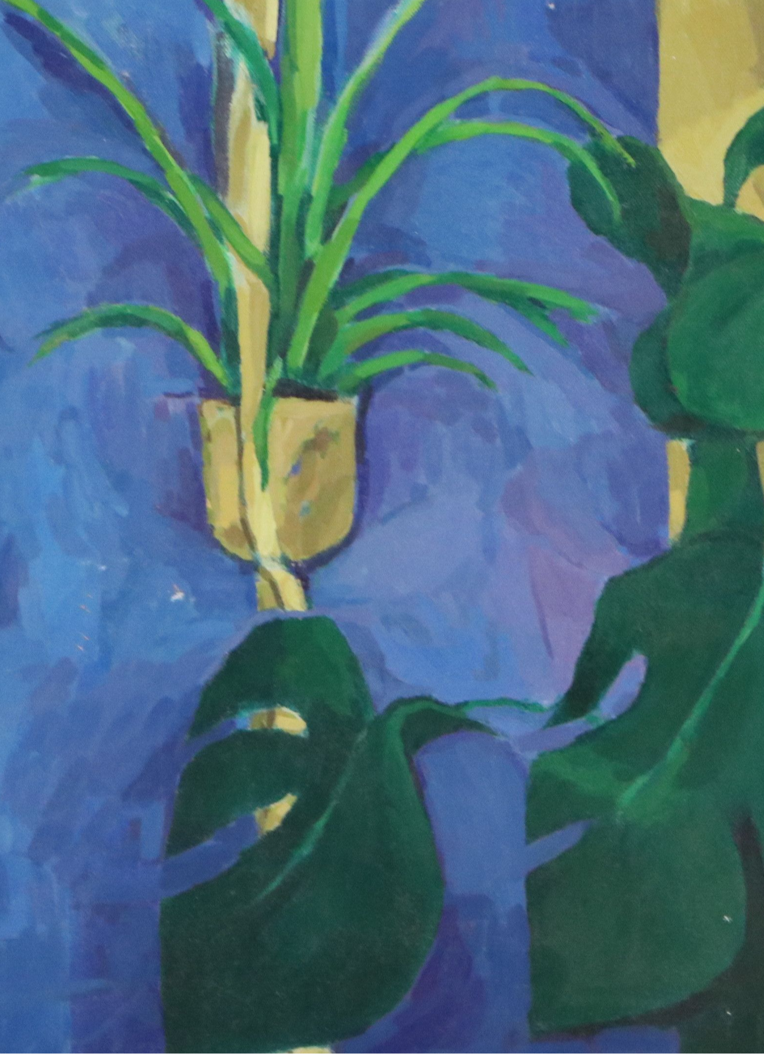 Still Life with Plants Oil Painting, Late 20th or 21st Century