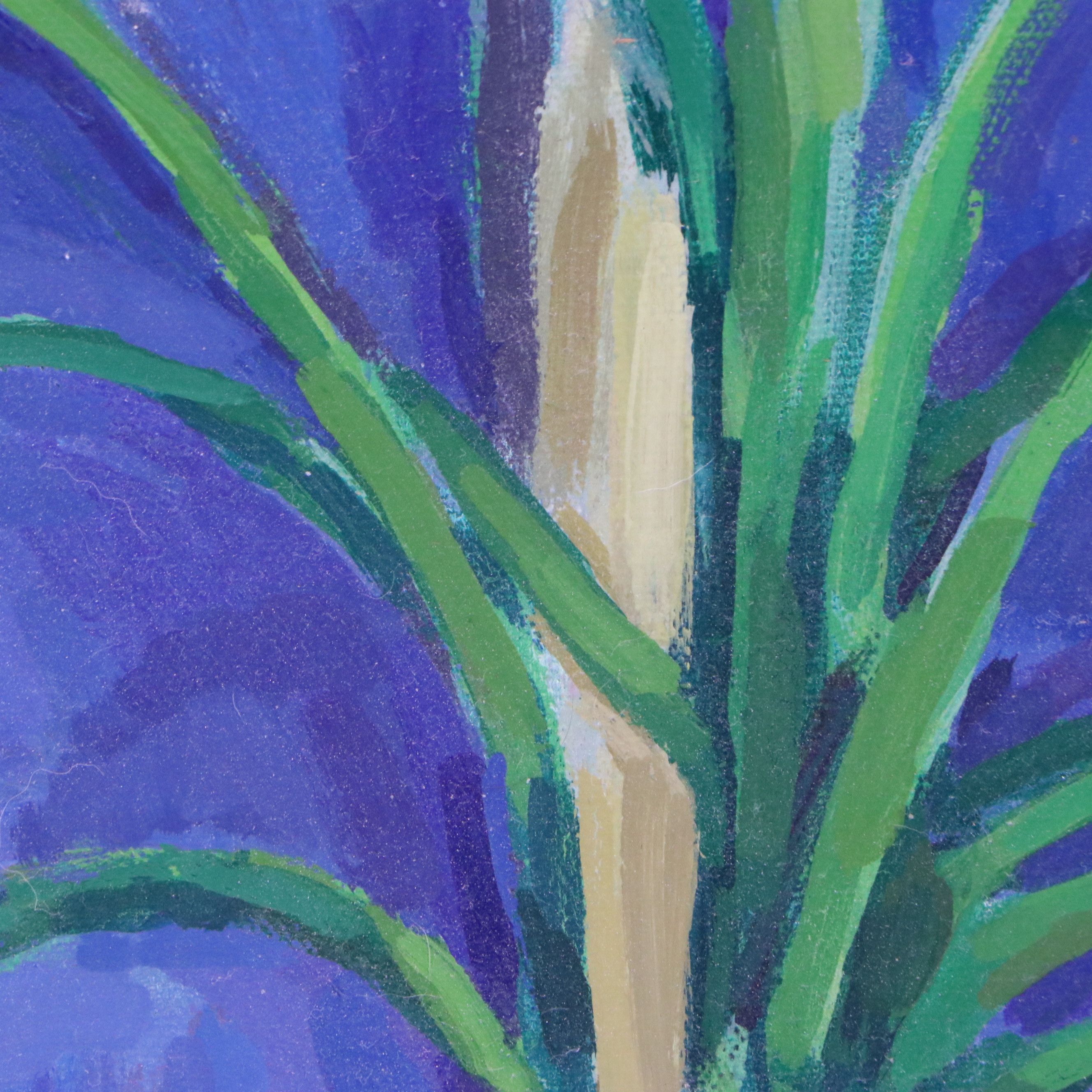 Still Life with Plants Oil Painting, Late 20th or 21st Century