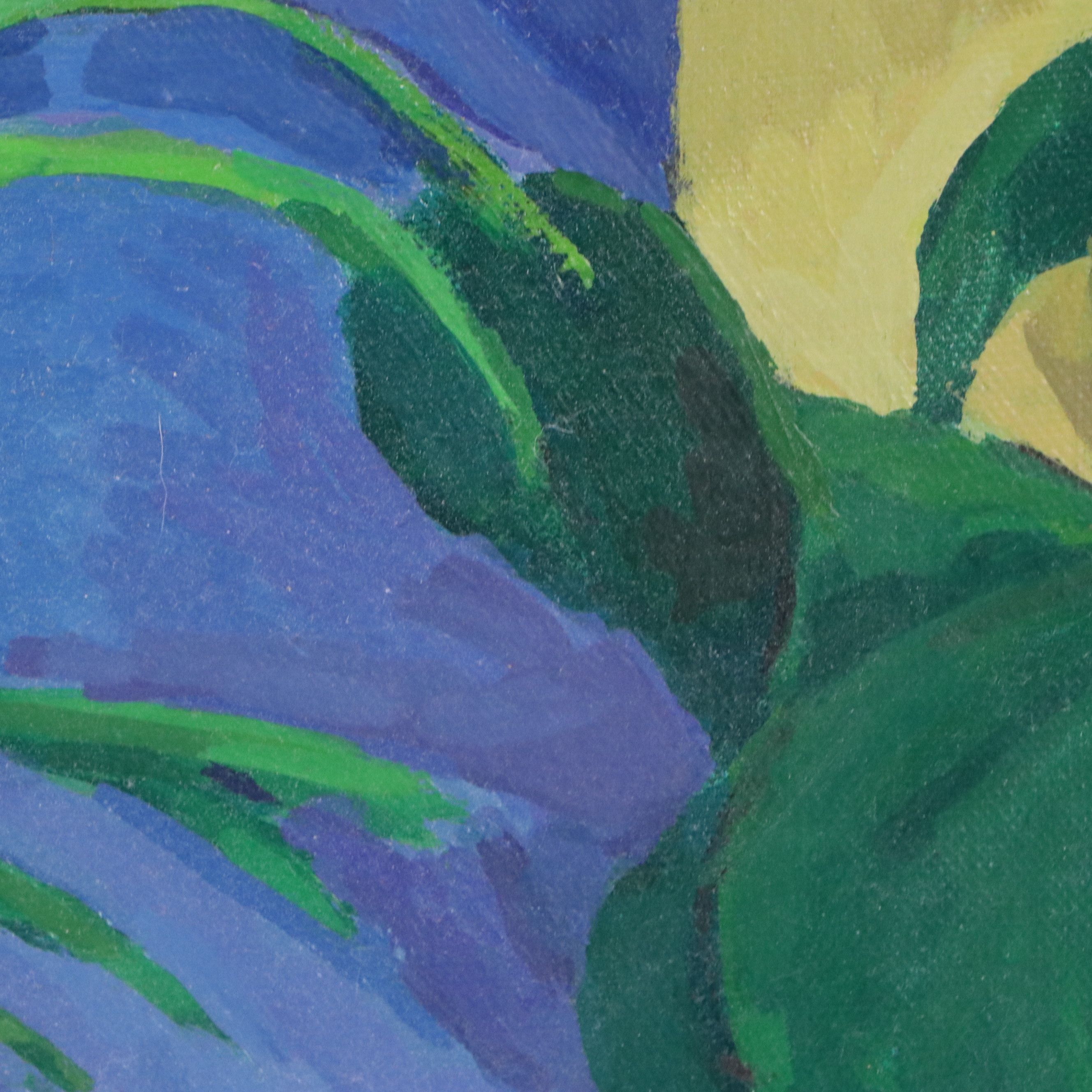 Still Life with Plants Oil Painting, Late 20th or 21st Century