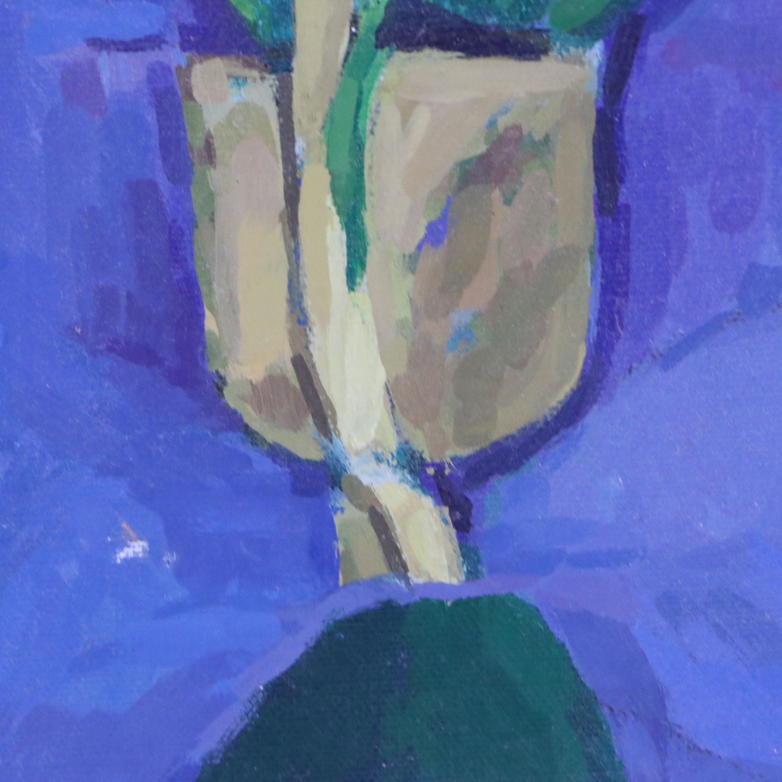 Still Life with Plants Oil Painting, Late 20th or 21st Century