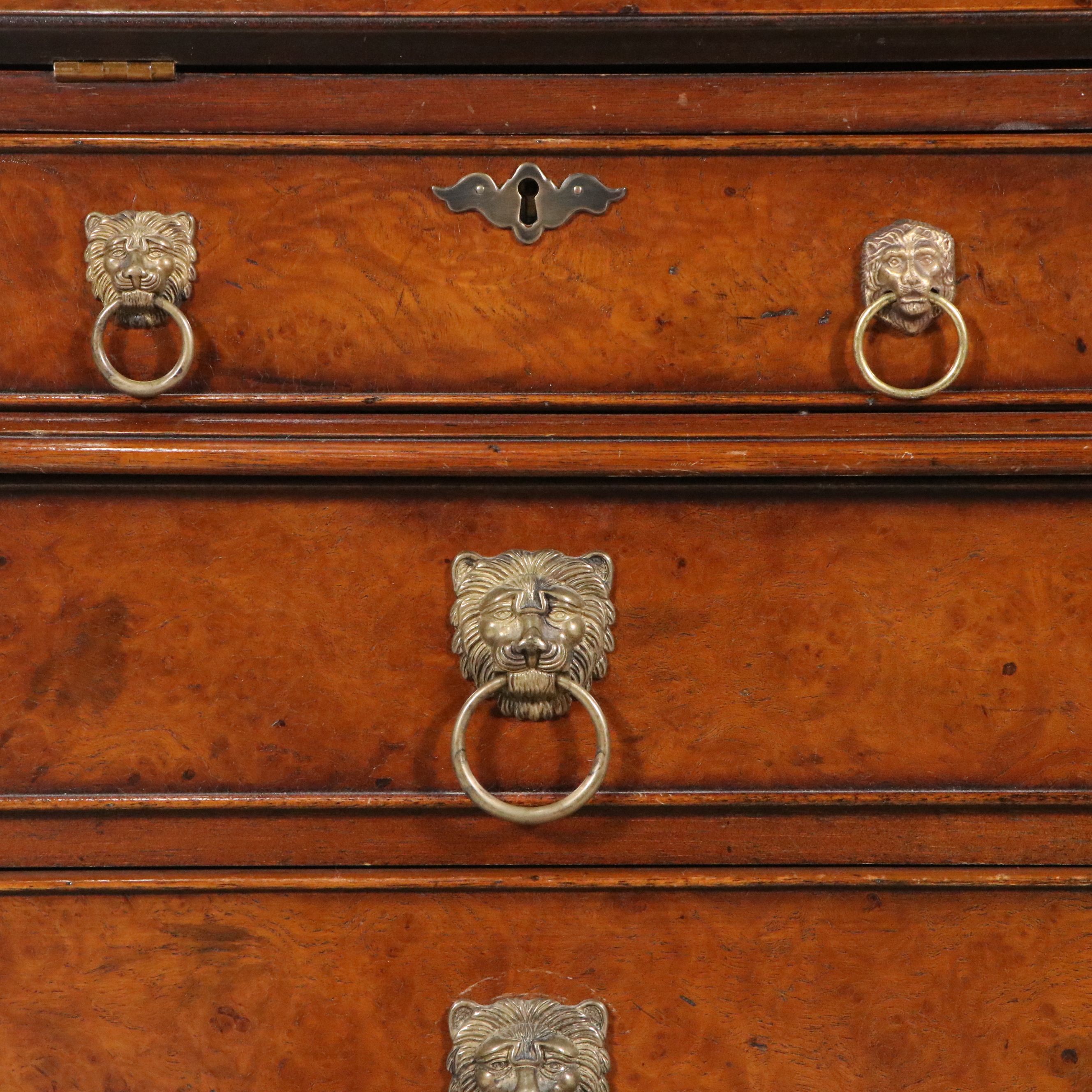 Southampton William and Mary Style Burlwood Secretary Desk