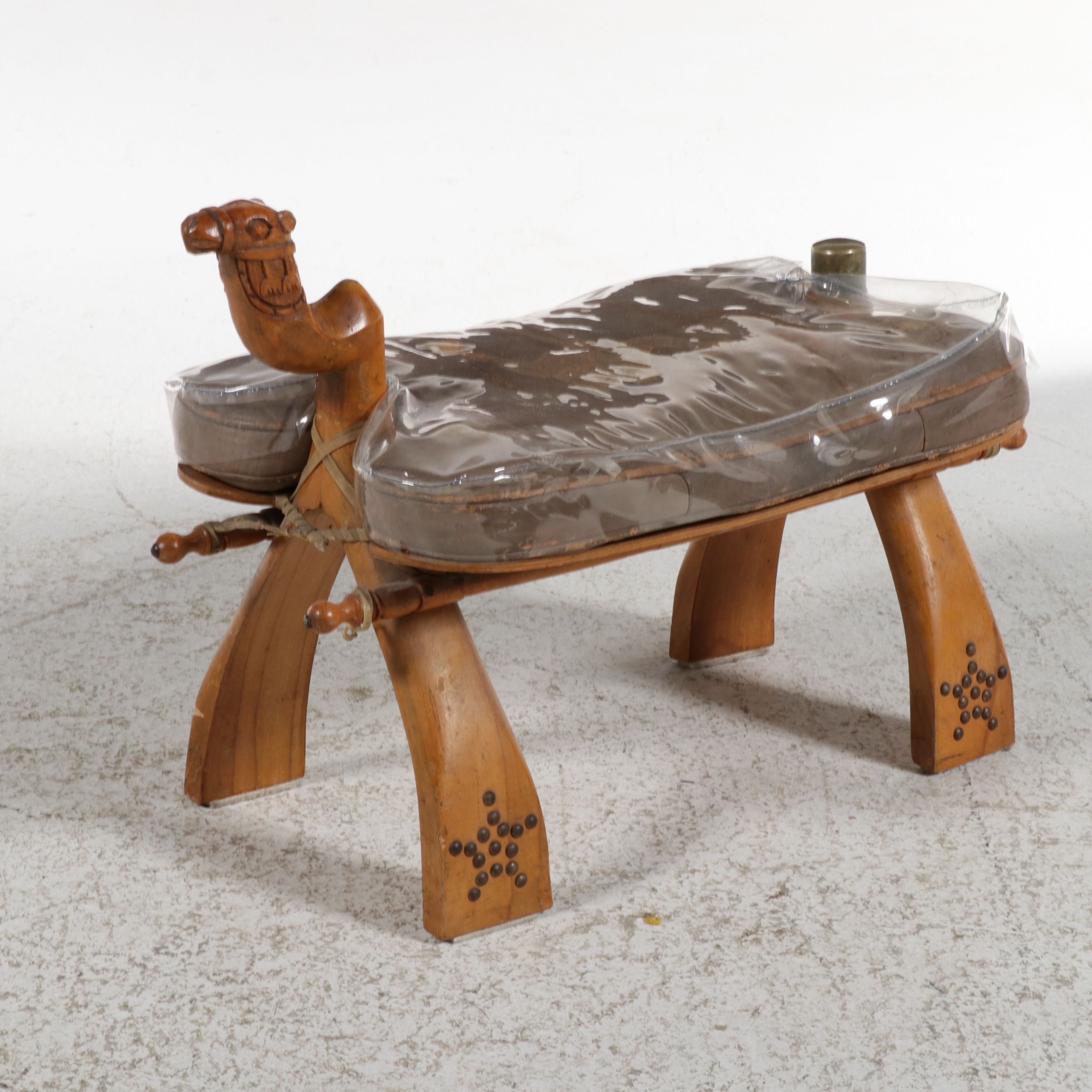 Egyptian Camel Saddle Stool, Mid-20th Century