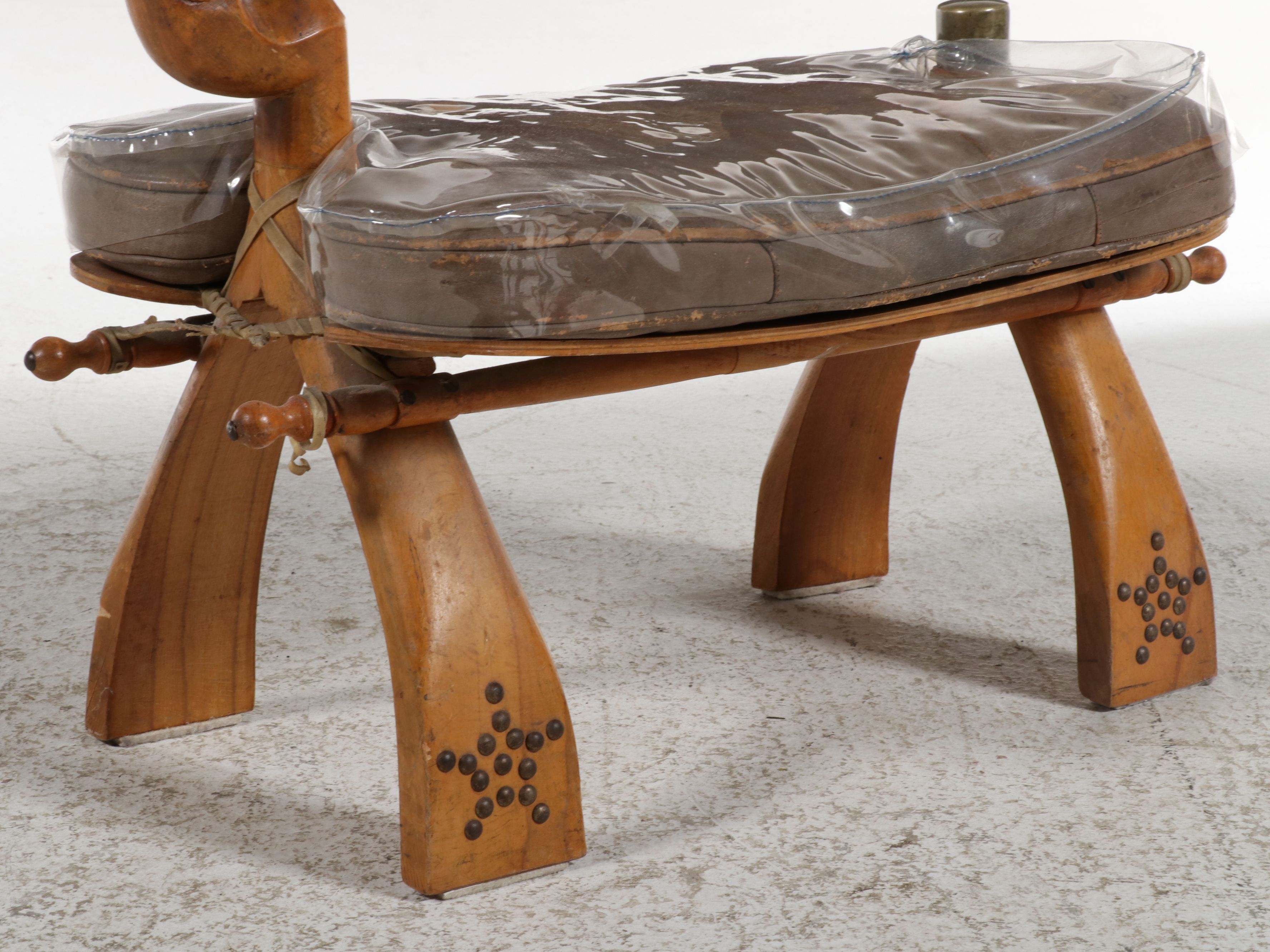 Egyptian Camel Saddle Stool, Mid-20th Century