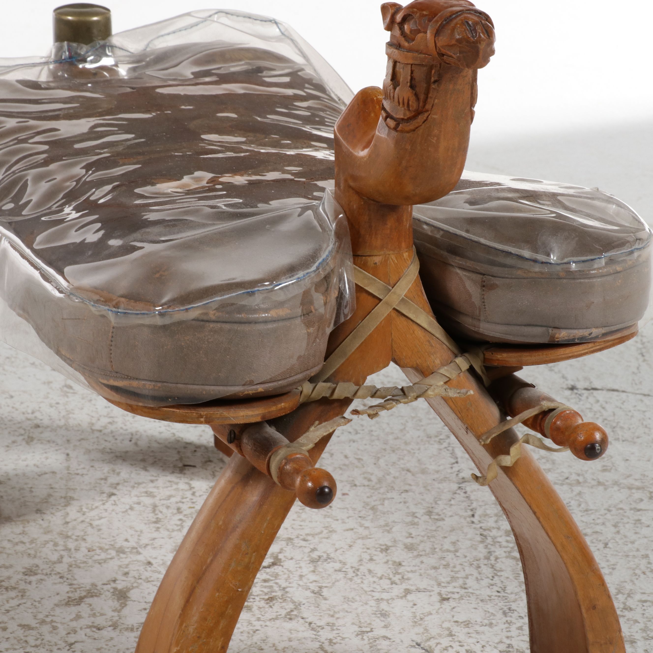 Egyptian Camel Saddle Stool, Mid-20th Century
