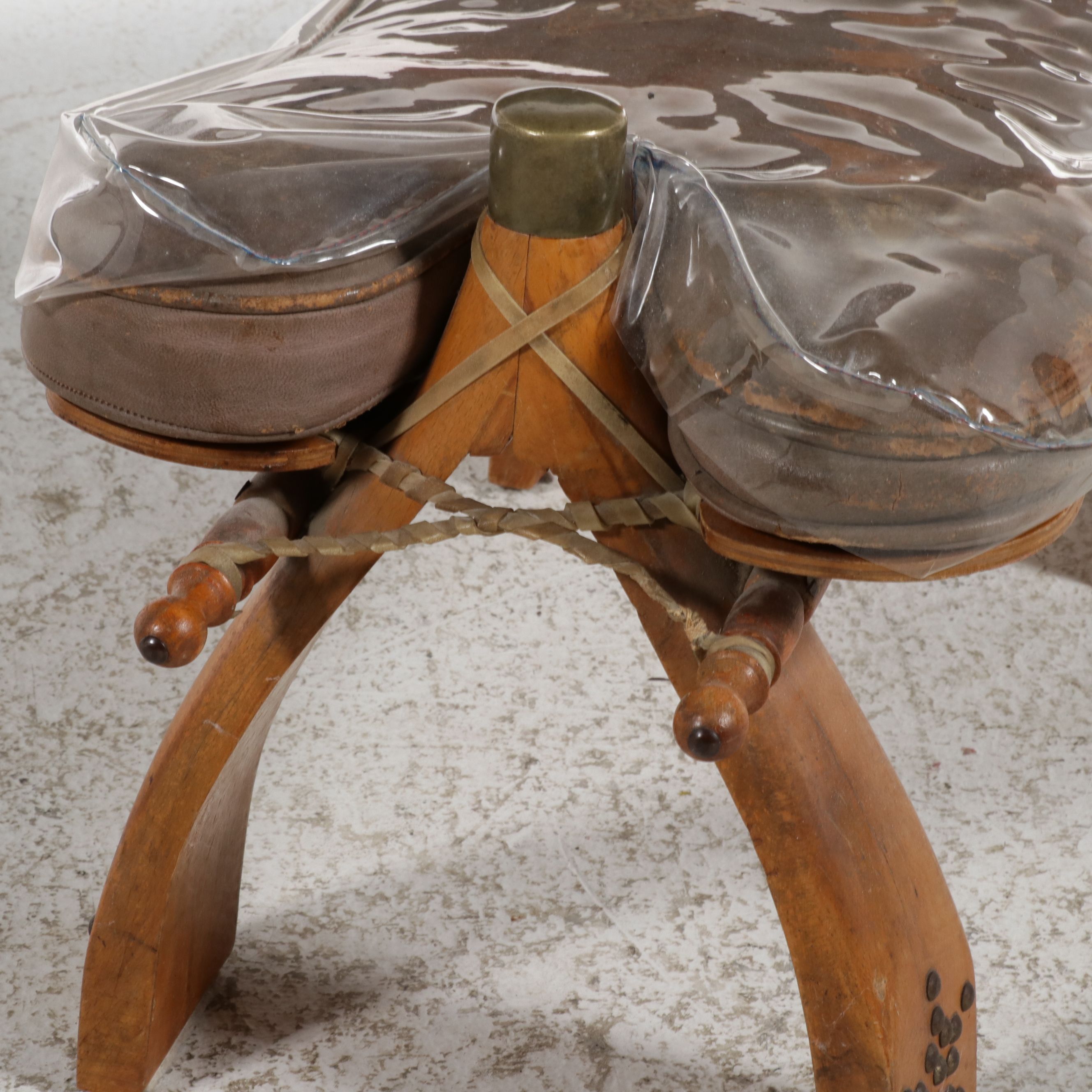 Egyptian Camel Saddle Stool, Mid-20th Century