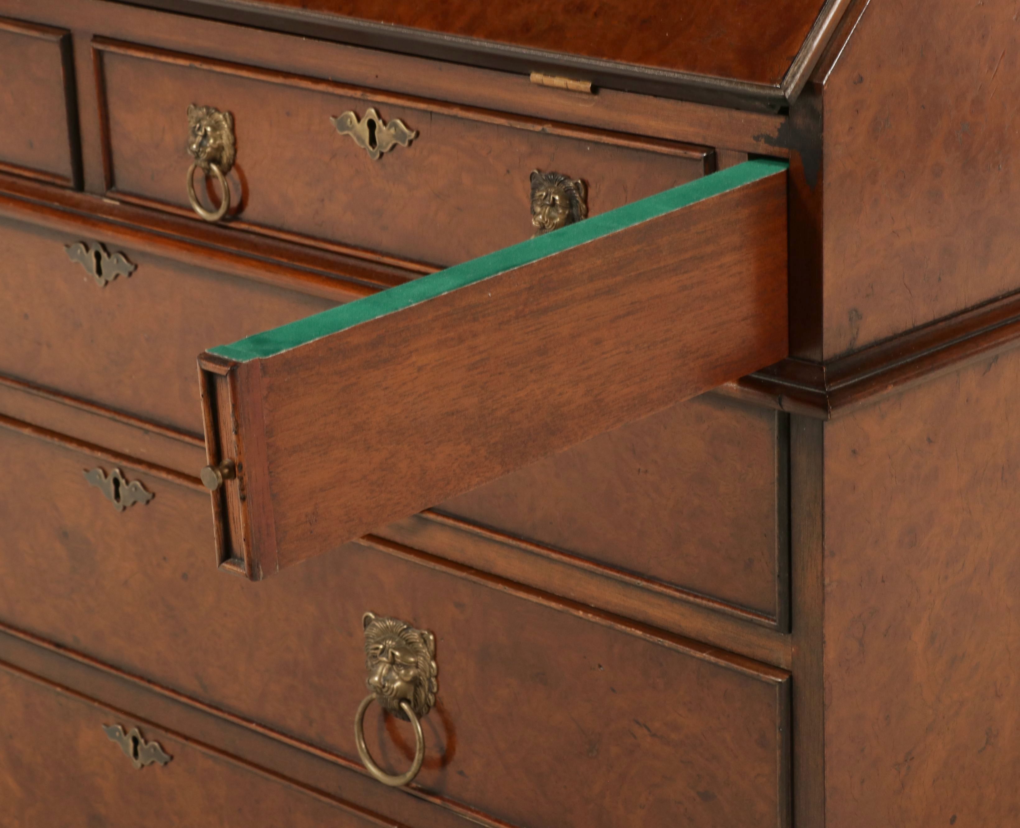 Southampton William and Mary Style Burlwood Secretary Desk