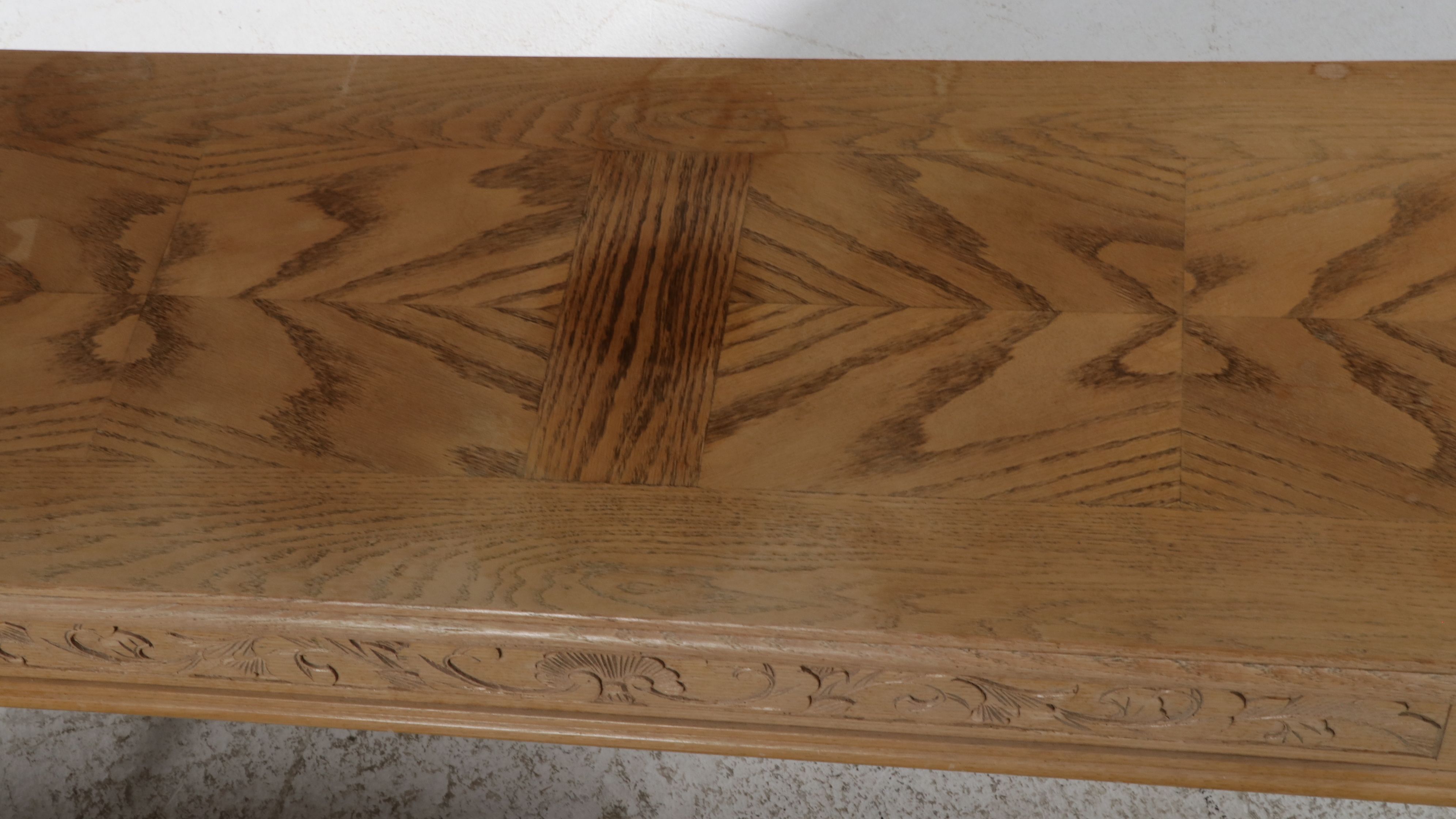Two-Piece Carved Oak Coffee and Console Table Set, Late 20th Century