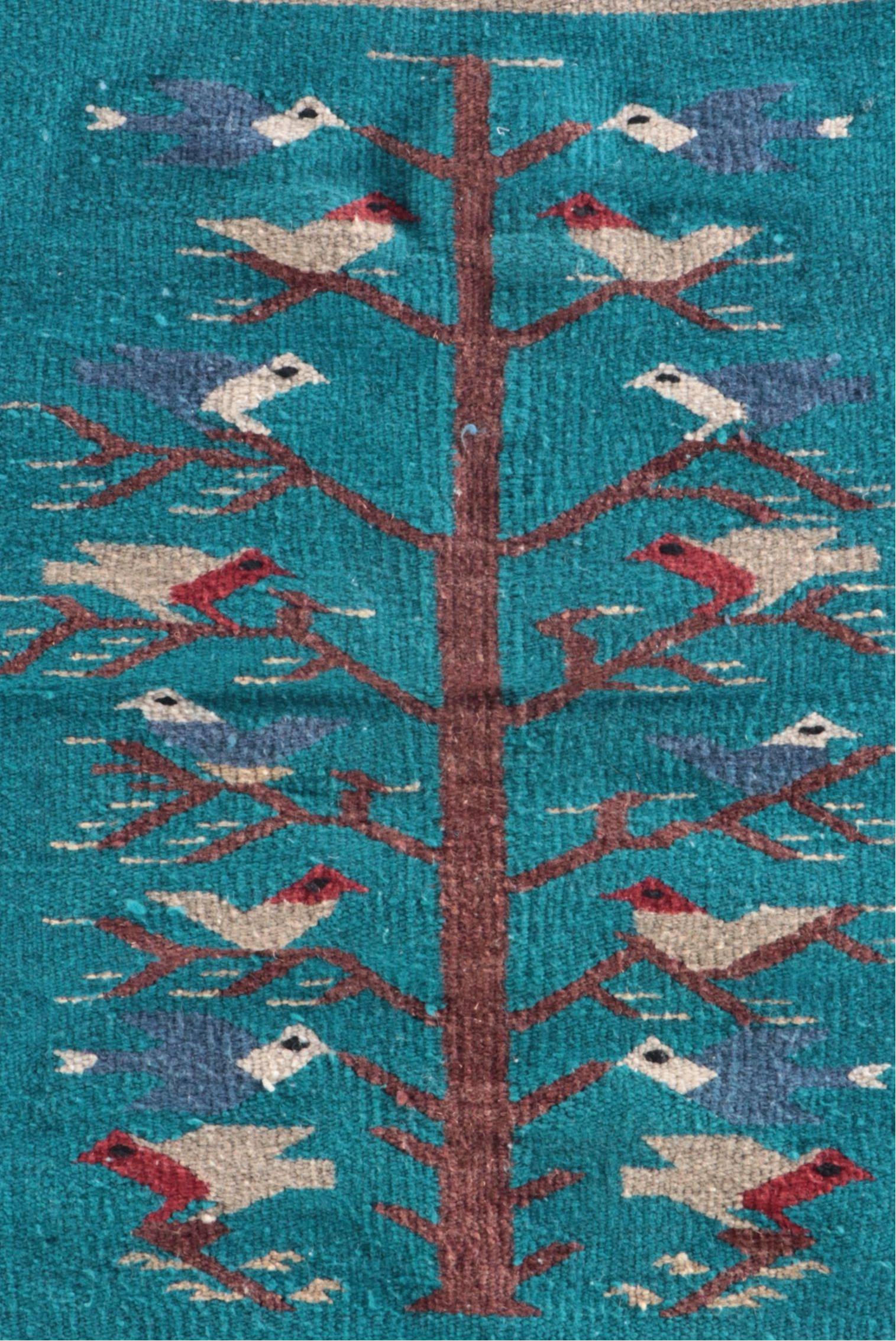 2'6 x 3'6 Indigenous Mexican "Tree of Life" Handwoven Wool Blend Rug