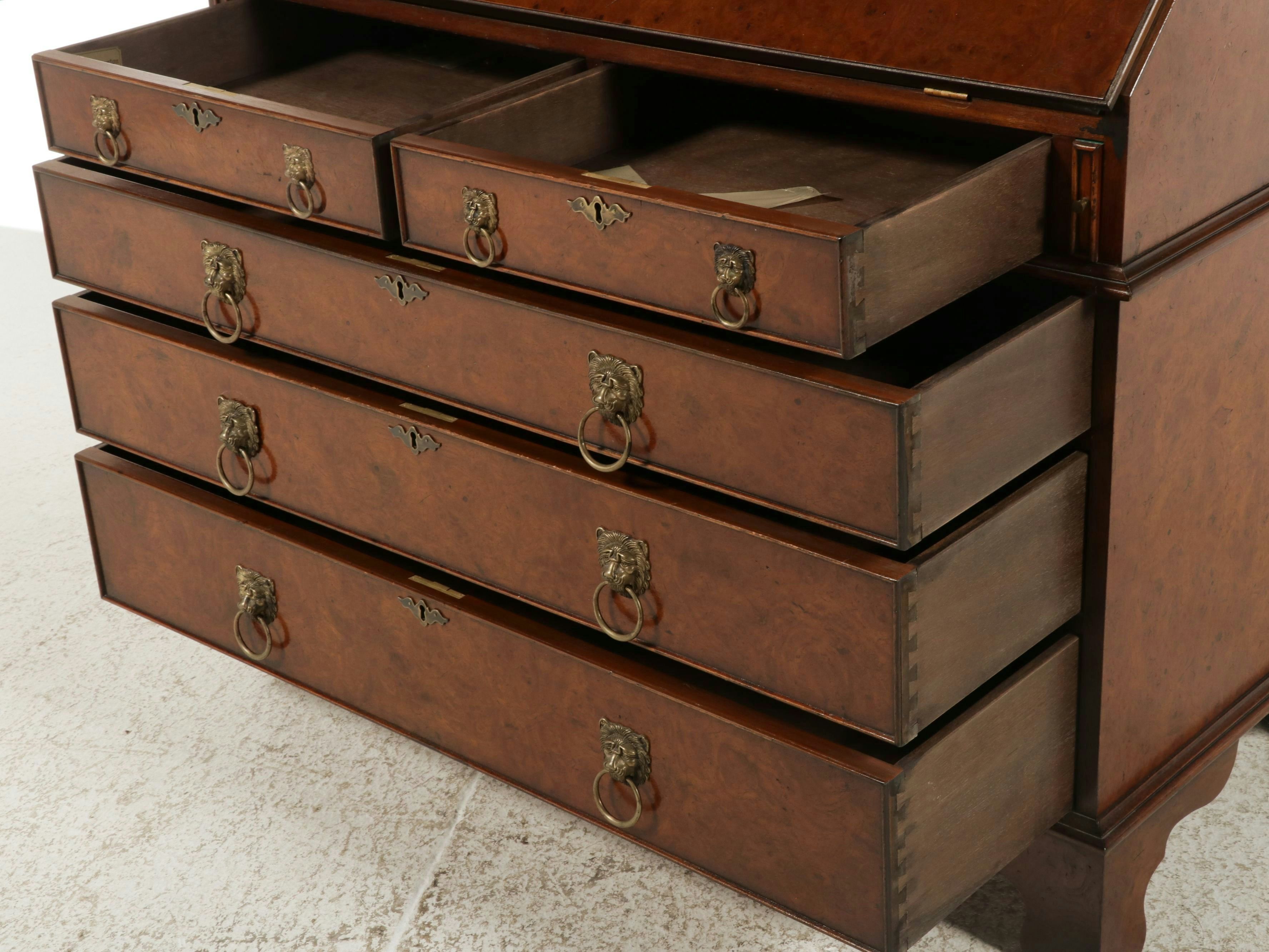 Southampton William and Mary Style Burlwood Secretary Desk