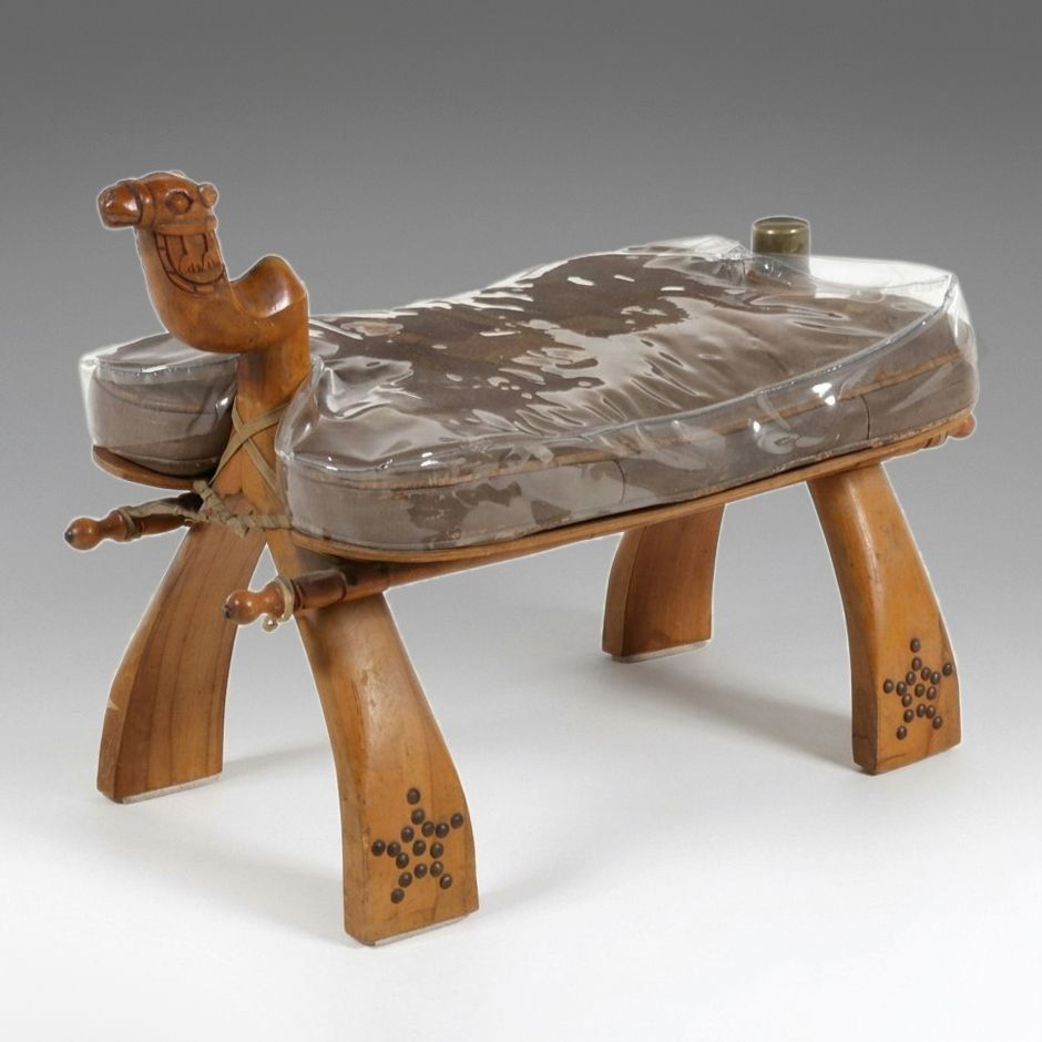 Egyptian Camel Saddle Stool, Mid-20th Century