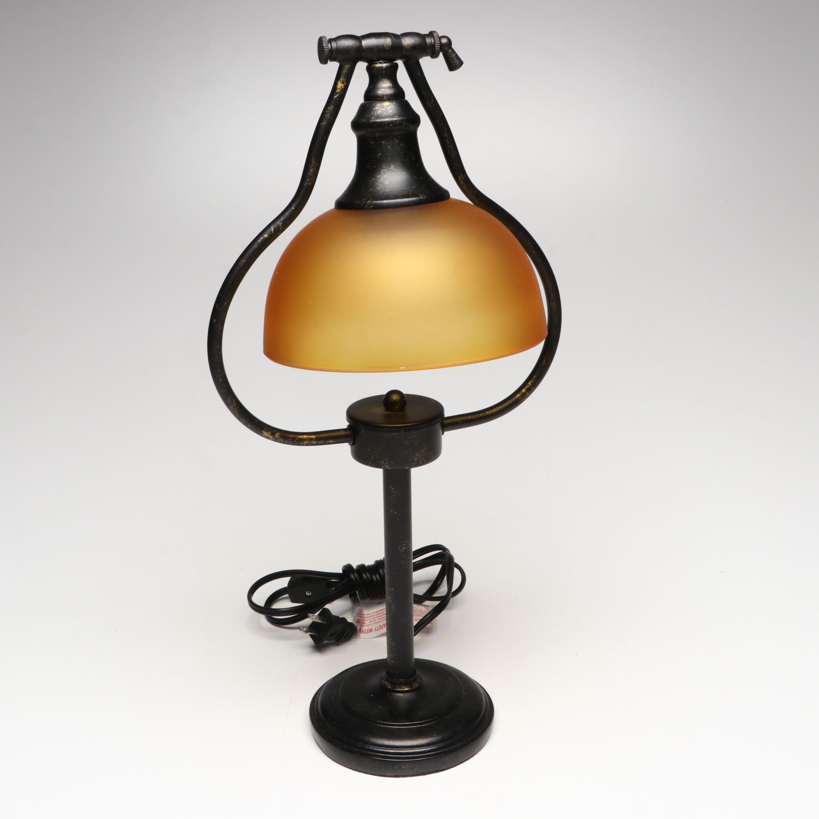 Arts & Crafts Style Iridescent Slag Glass Table Lamp with Other Desk Lamp