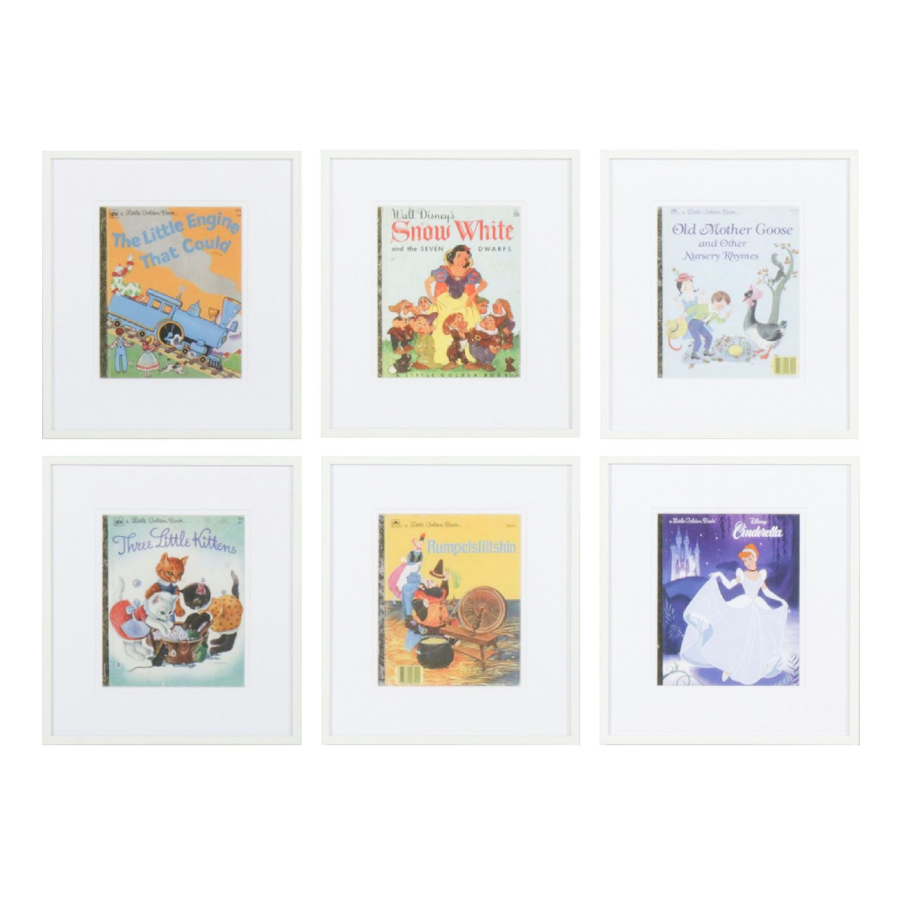 Collection of Giclée Little Golden Book Covers Including Disney's Snow White