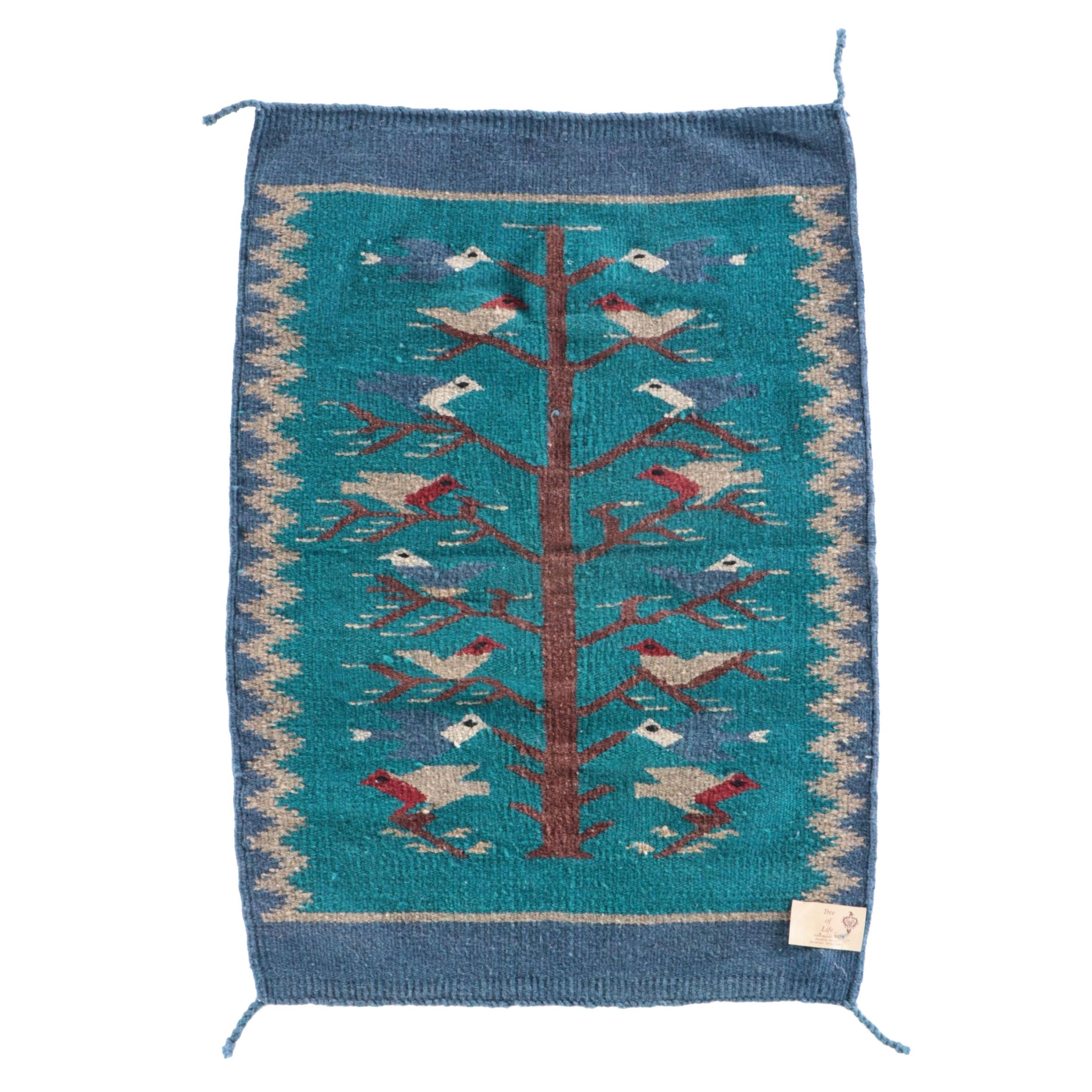2'6 x 3'6 Indigenous Mexican "Tree of Life" Handwoven Wool Blend Rug