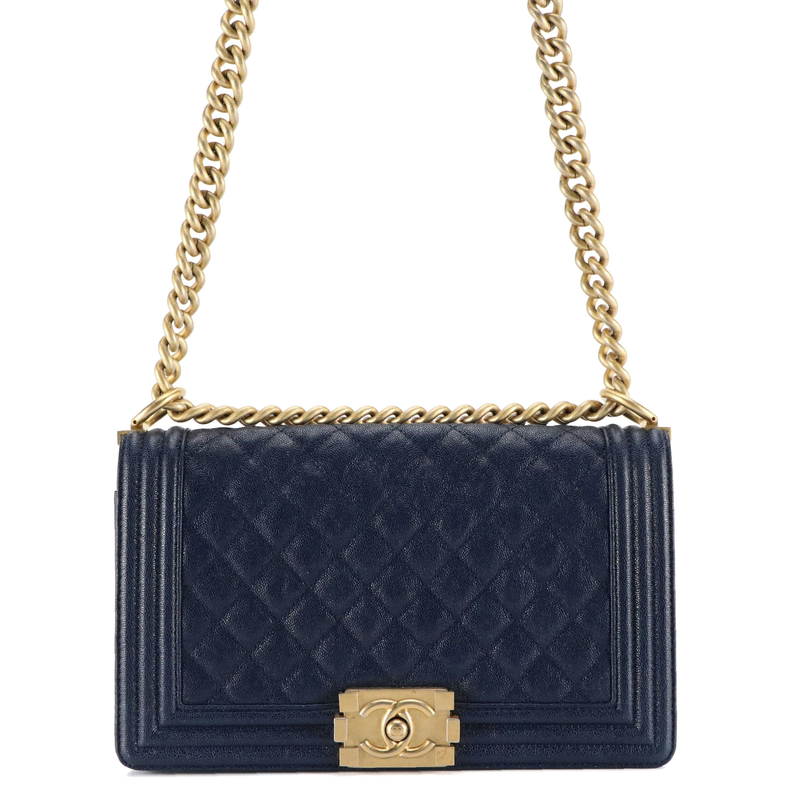 Chanel Boy Flap Medium Bag in Quilted Caviar Leather